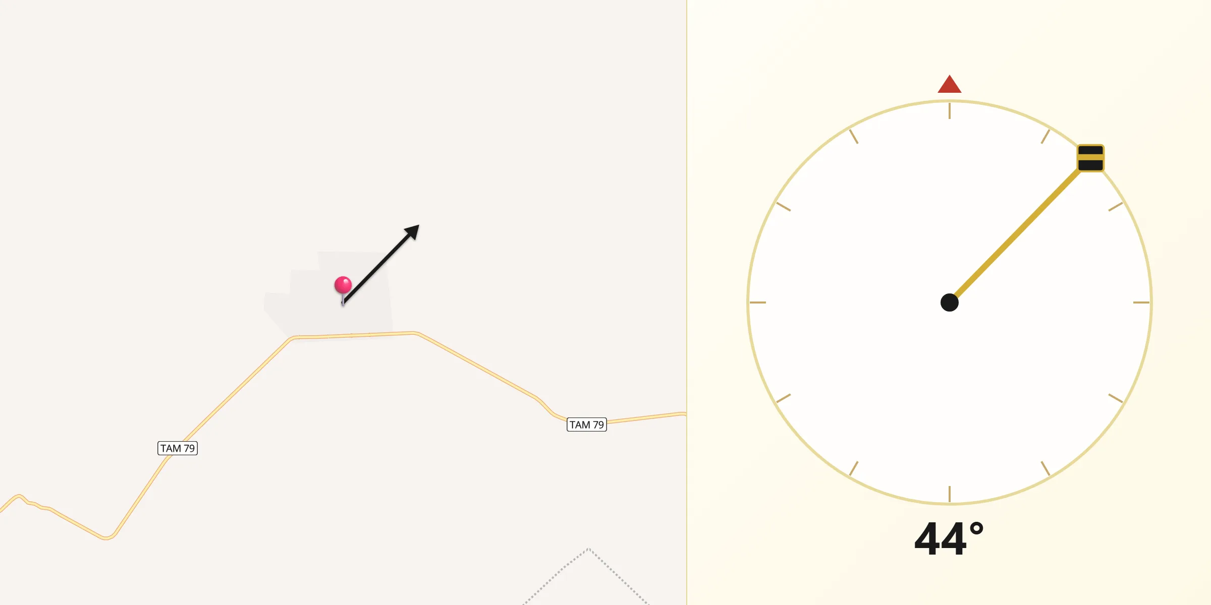 Dirección de la Qibla desde Miquihuana
