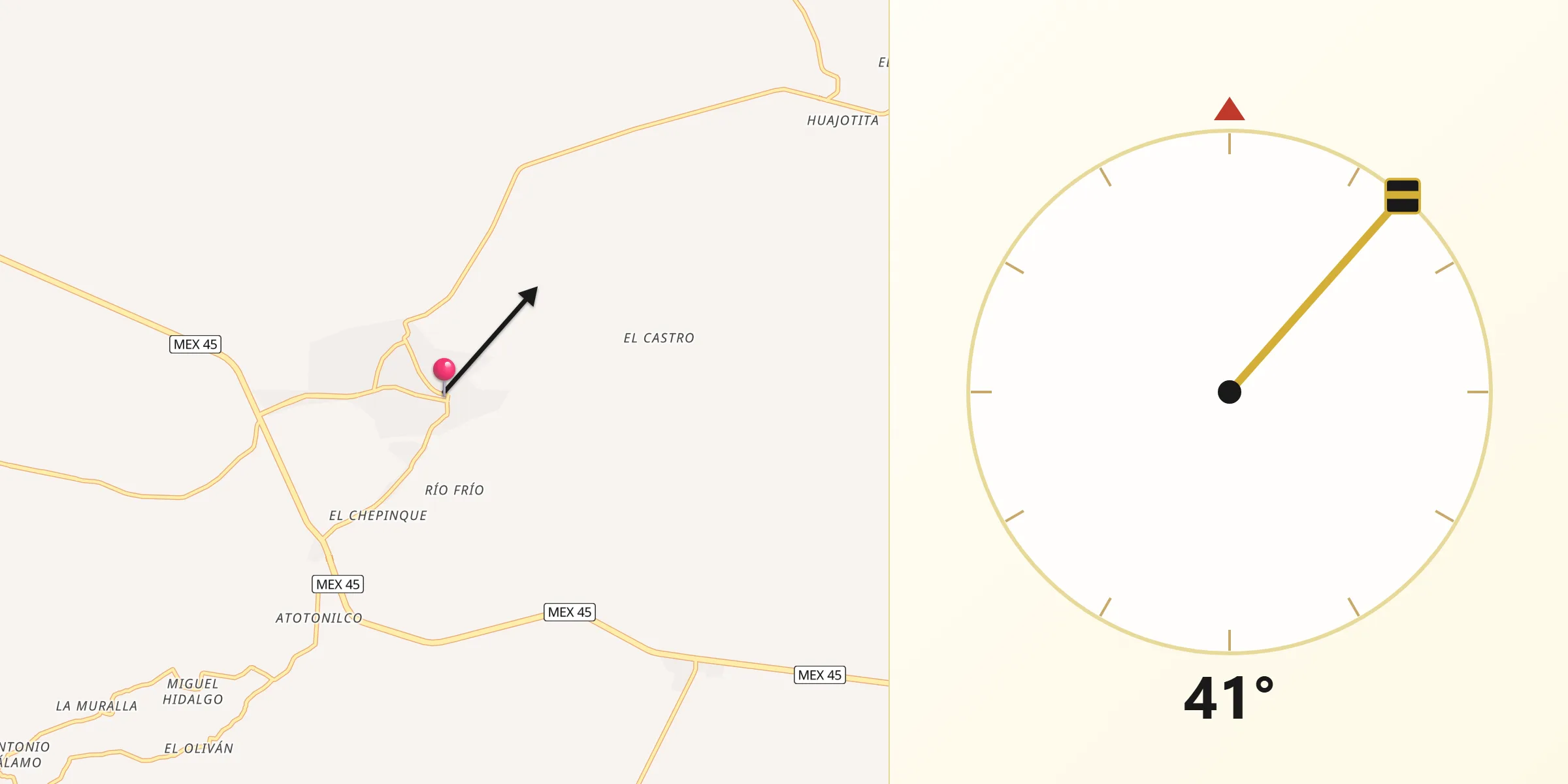 Dirección de la Qibla desde Sain Alto