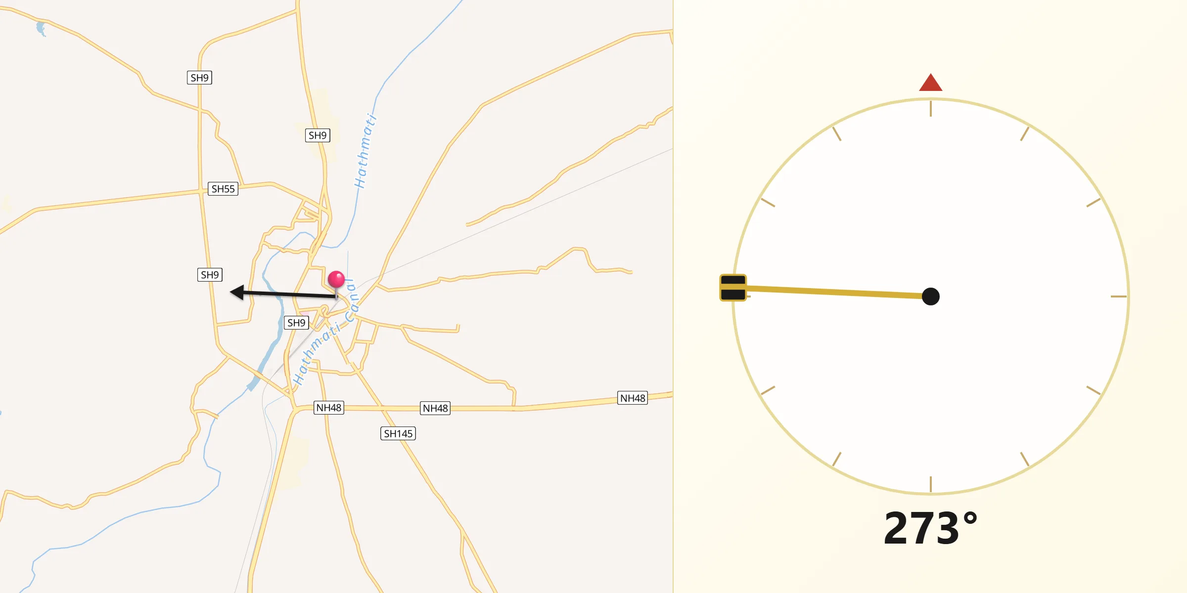 Qibla Direction from Himatnagar