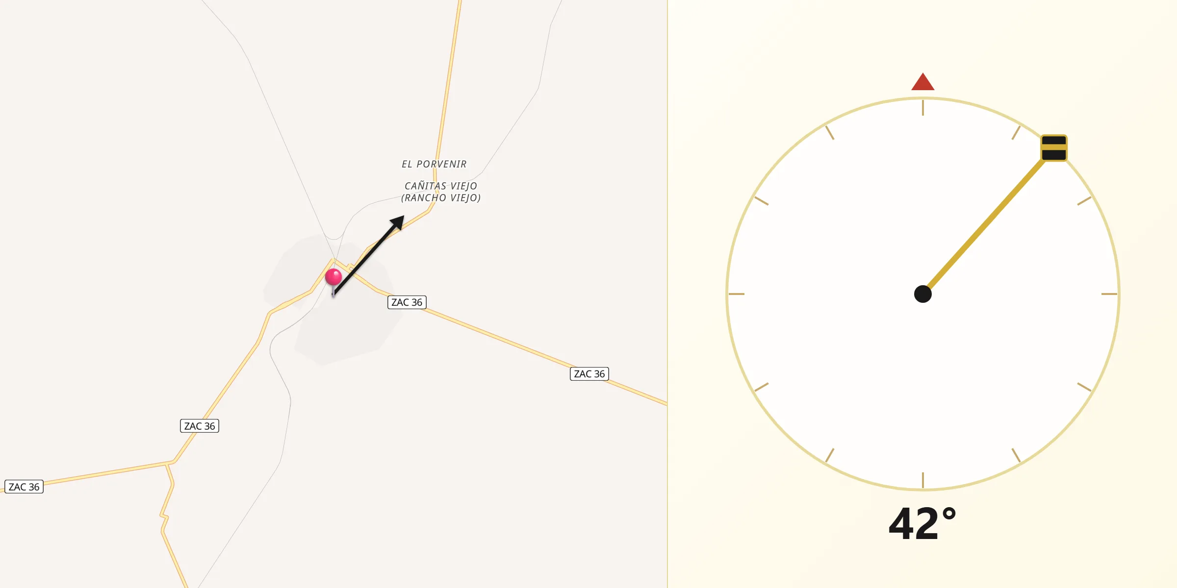 Dirección de la Qibla desde Cañitas de Felipe Pescador