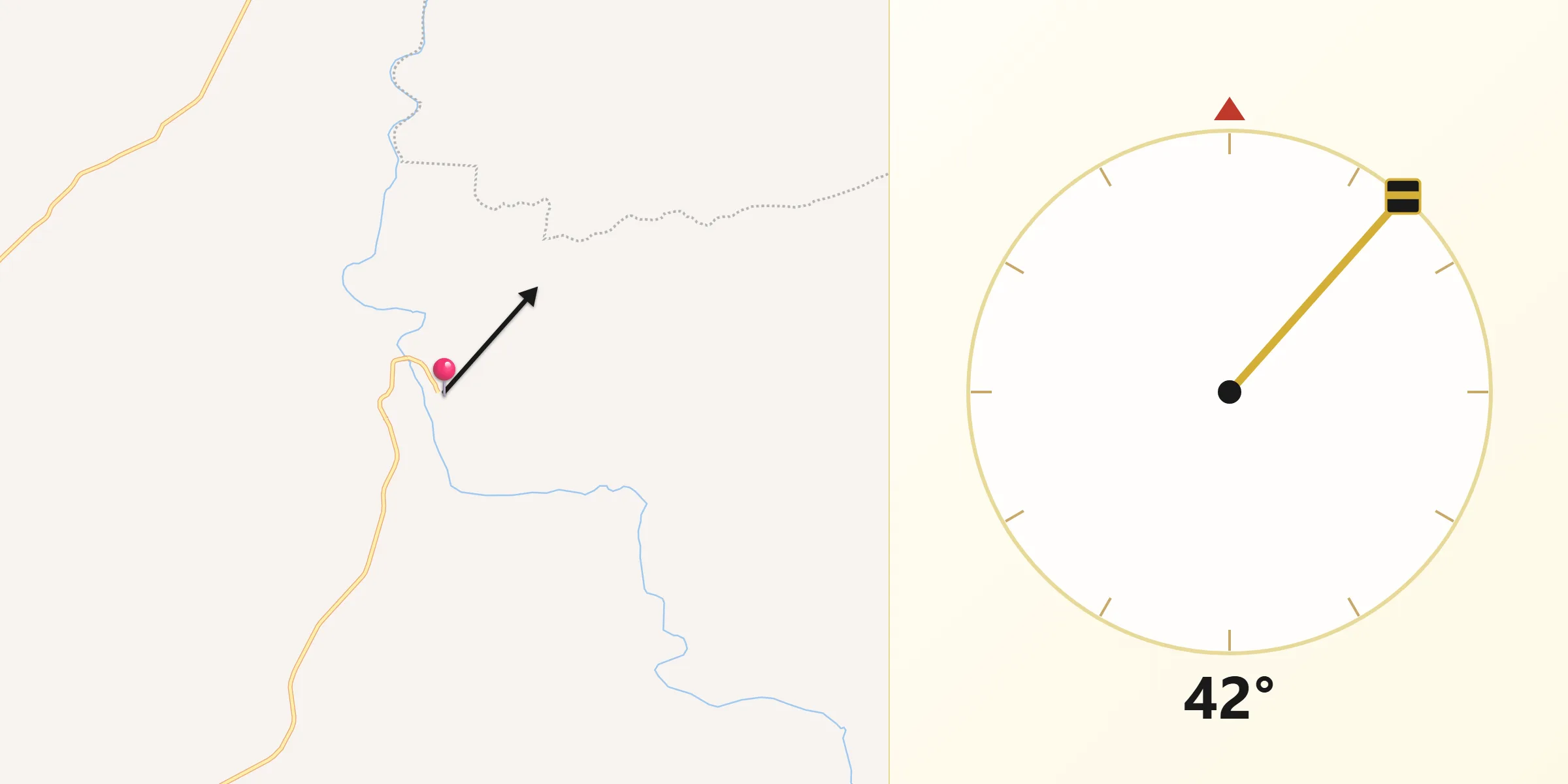 Dirección de la Qibla desde José María Morelos (Santa Mónica)