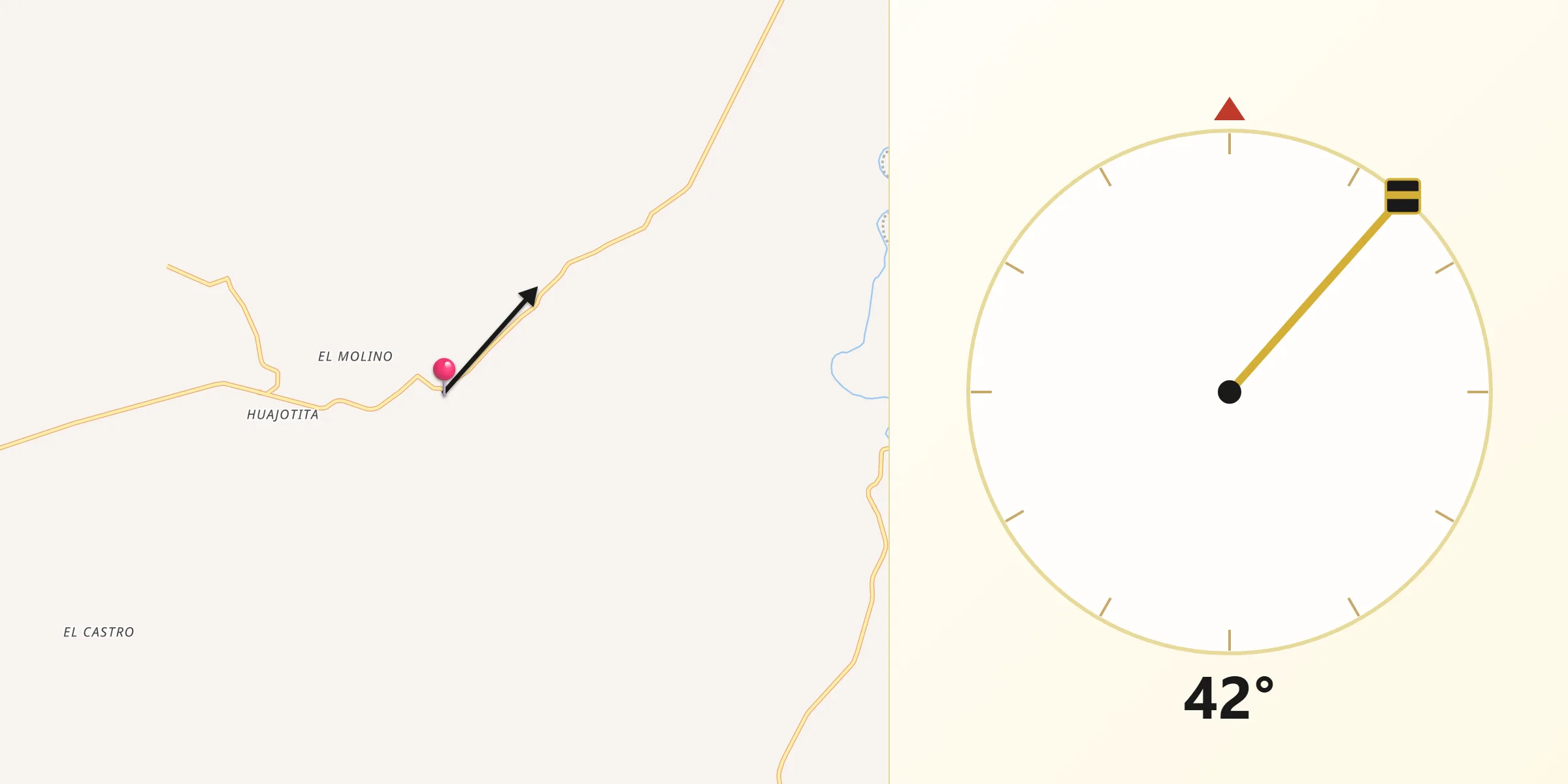 Dirección de la Qibla desde Sain Bajo