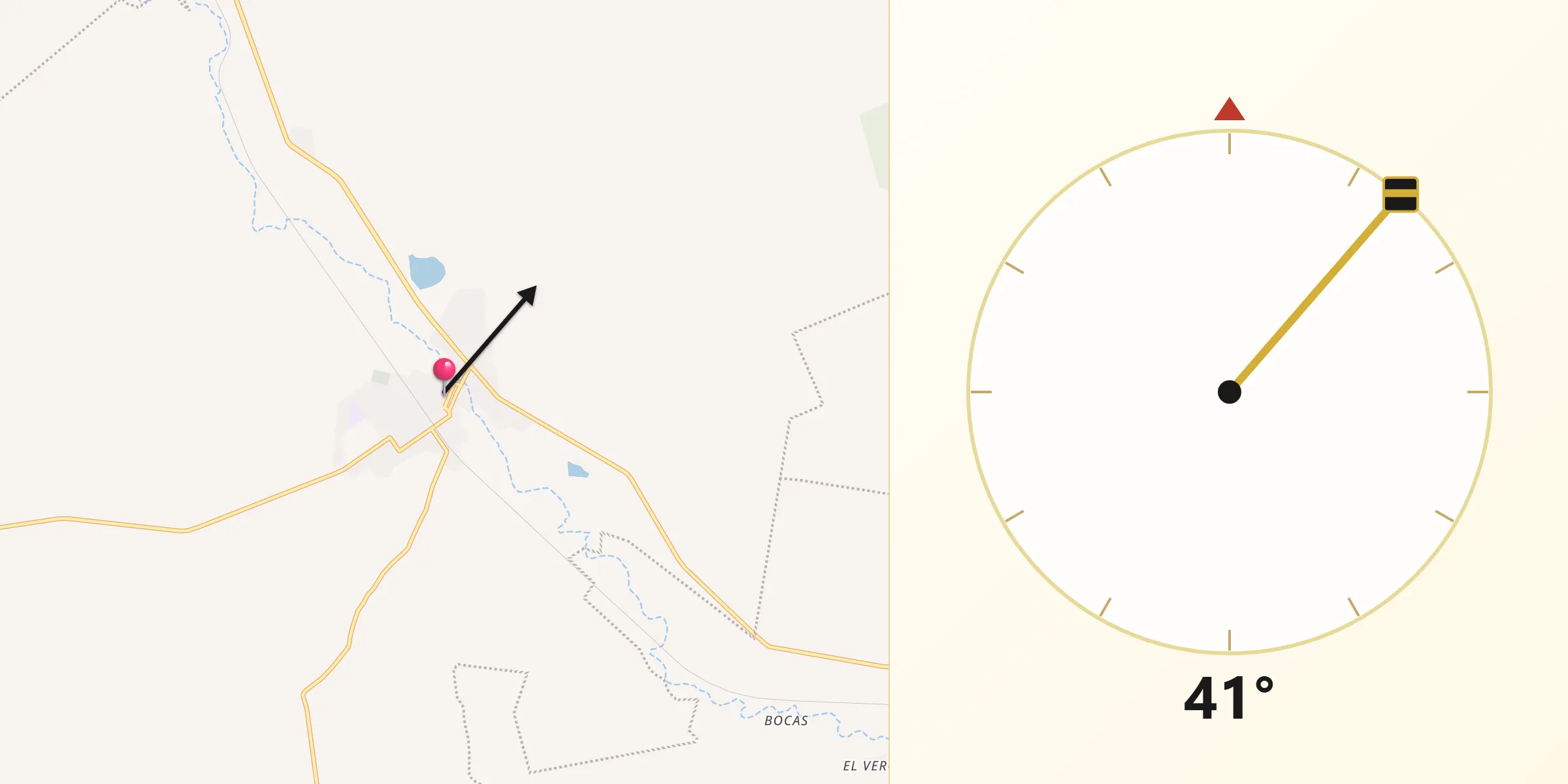 Dirección de la Qibla desde Súchil
