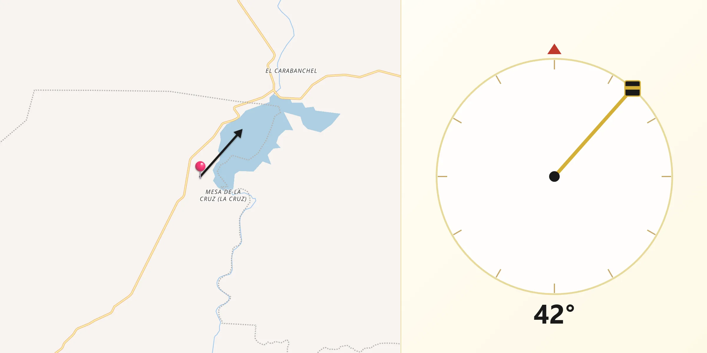 Dirección de la Qibla desde El Cazadero