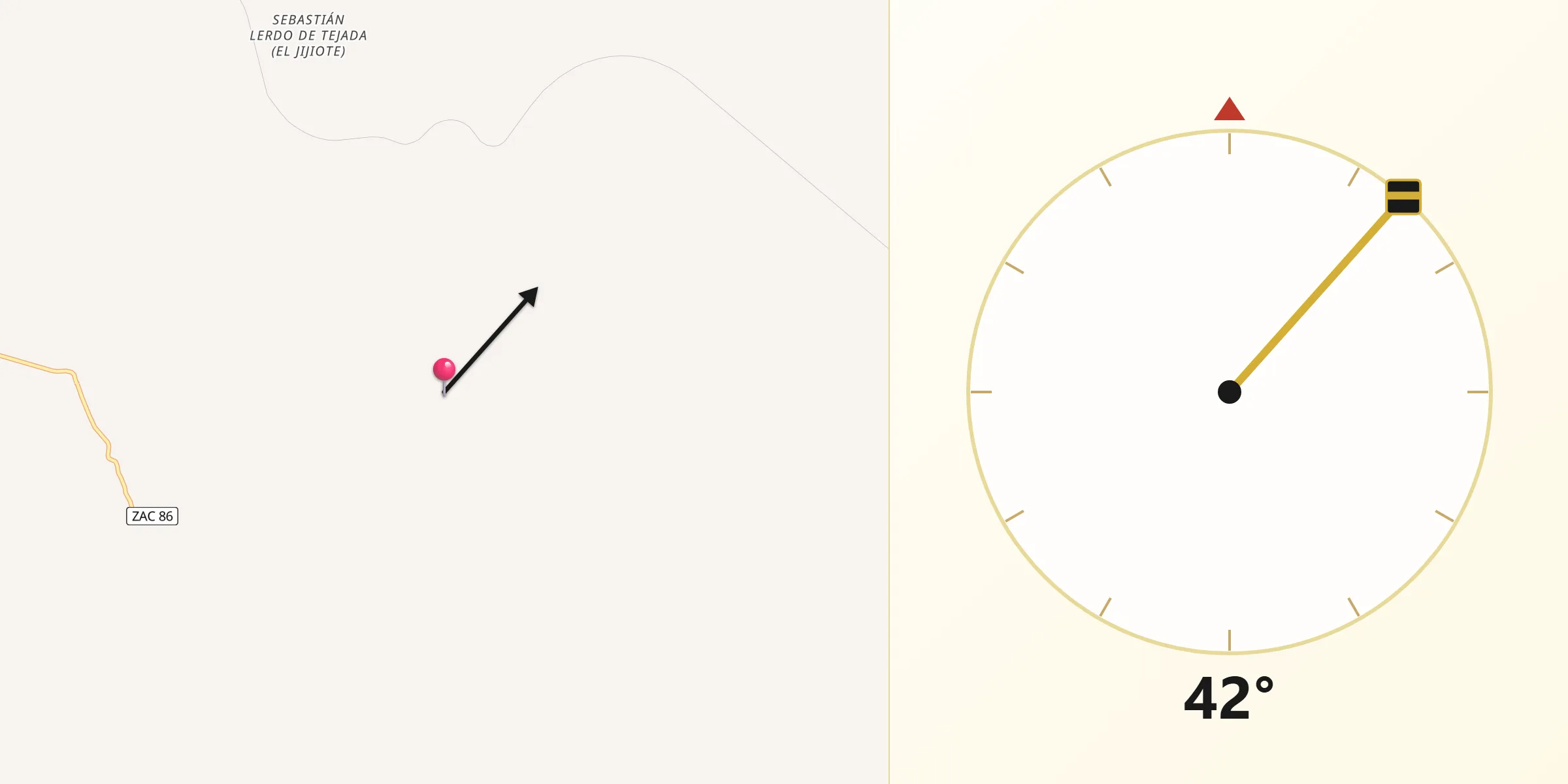Dirección de la Qibla desde Tetillas
