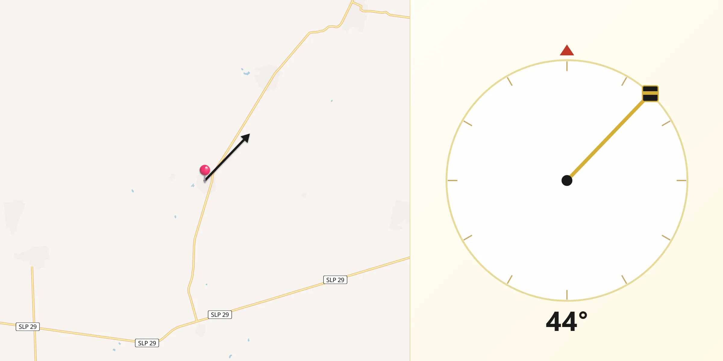 Dirección de la Qibla desde La Chiripa