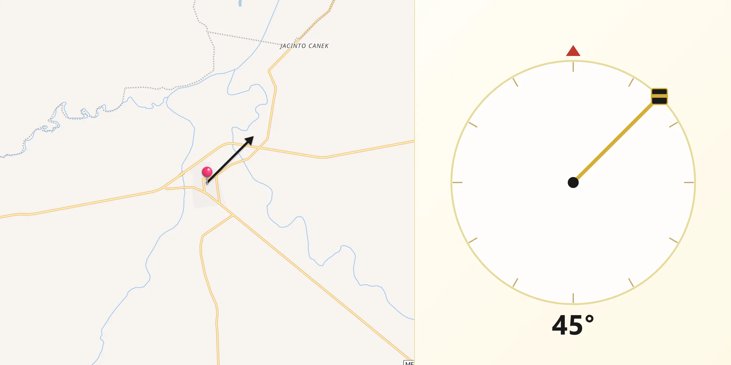 Dirección de la Qibla desde Casas