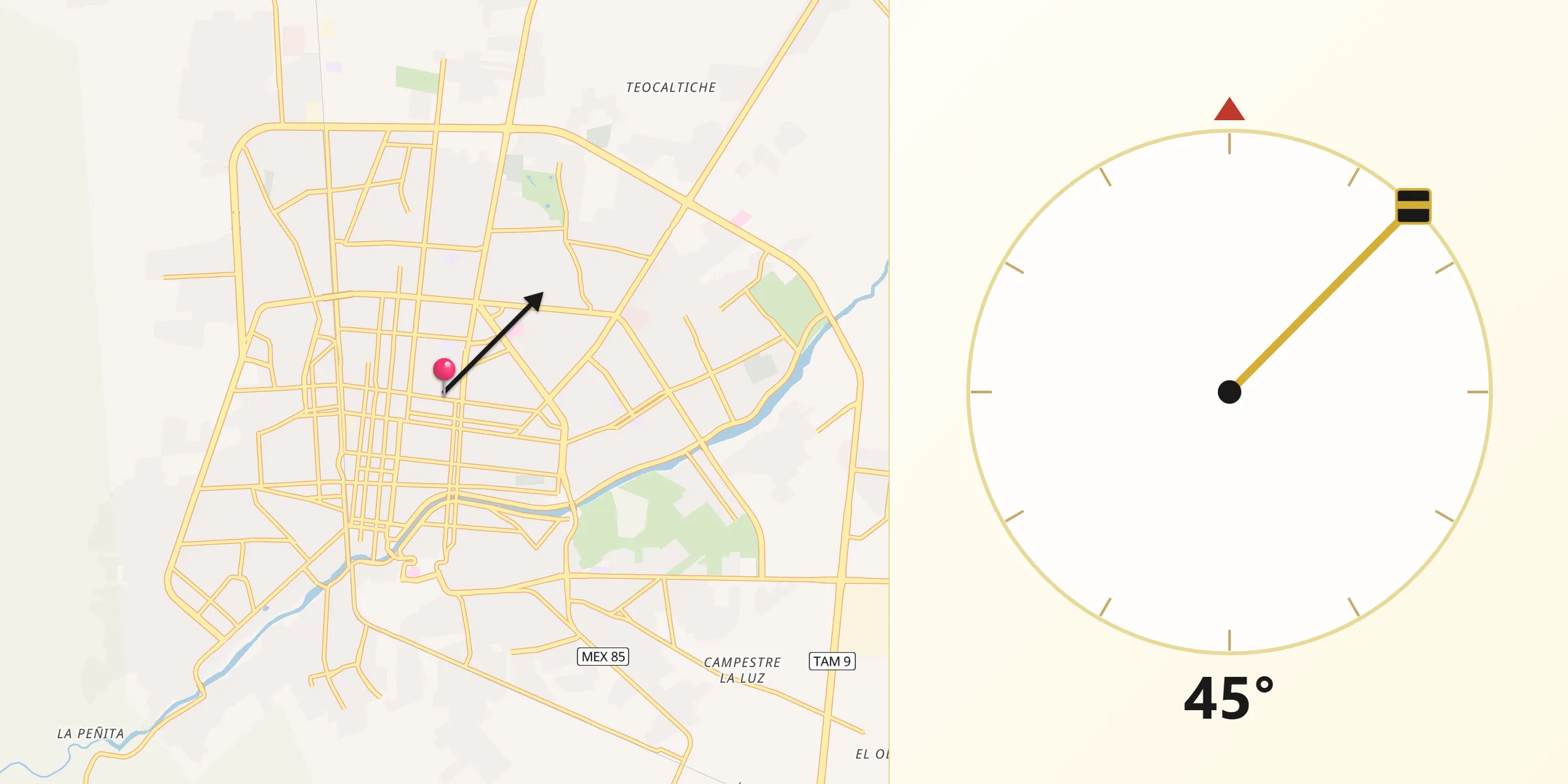 Dirección de la Qibla desde Ciudad Victoria