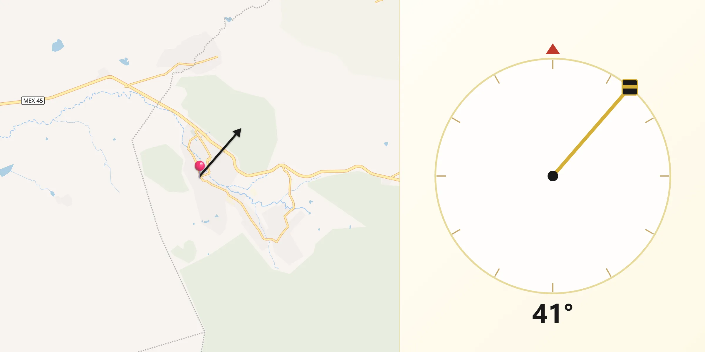 Dirección de la Qibla desde Villa Insurgentes (El Calabazal)