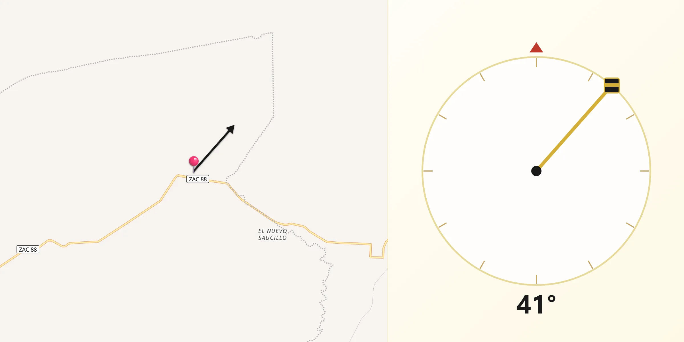 Dirección de la Qibla desde Cañas