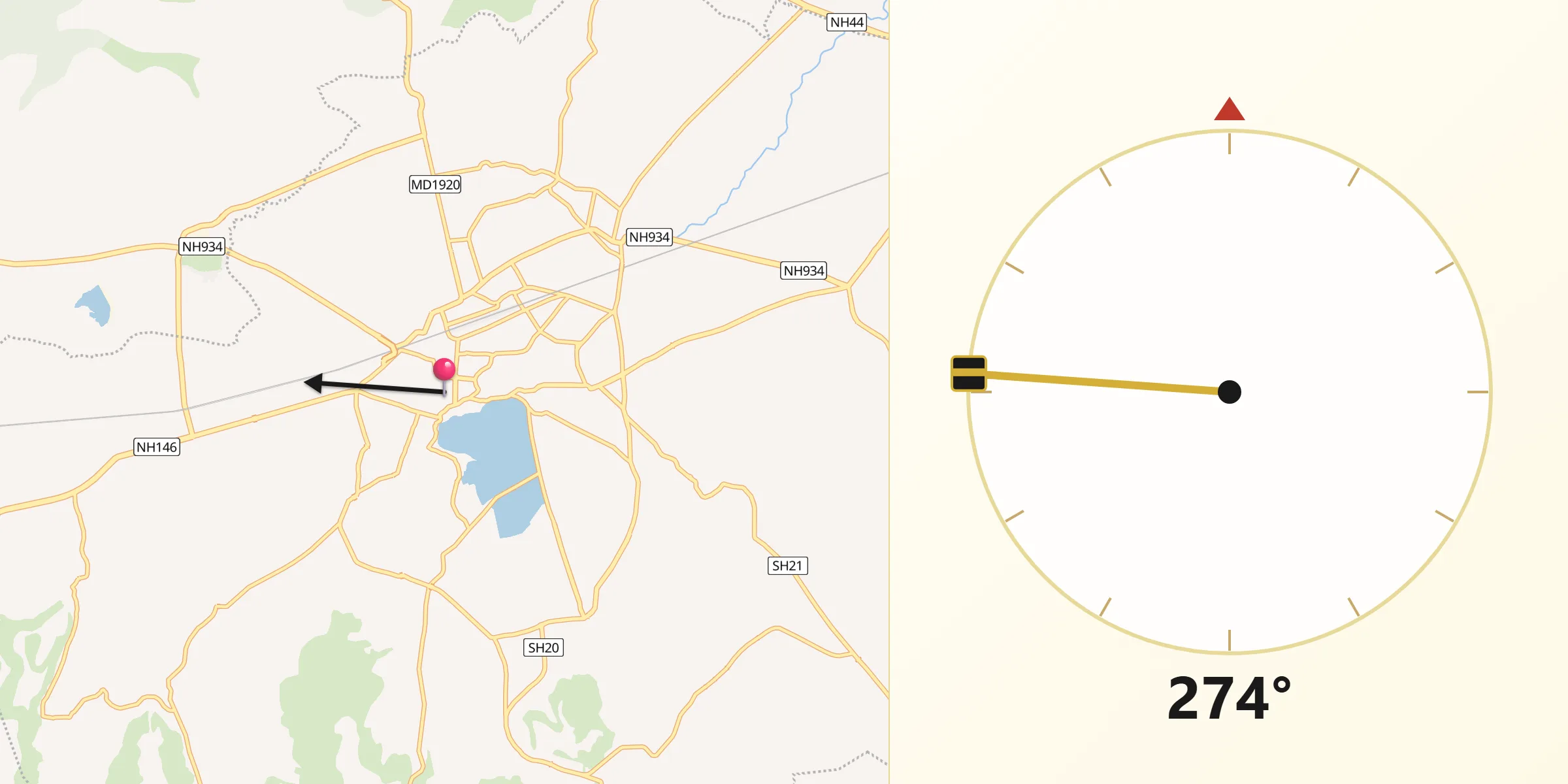 Qibla Direction from Saugor
