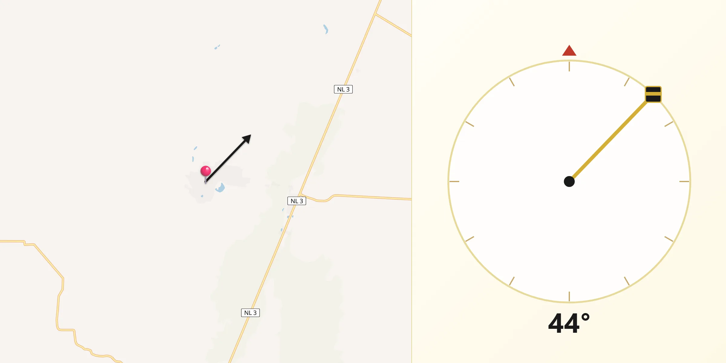 Dirección de la Qibla desde La Unión y el Cardonal