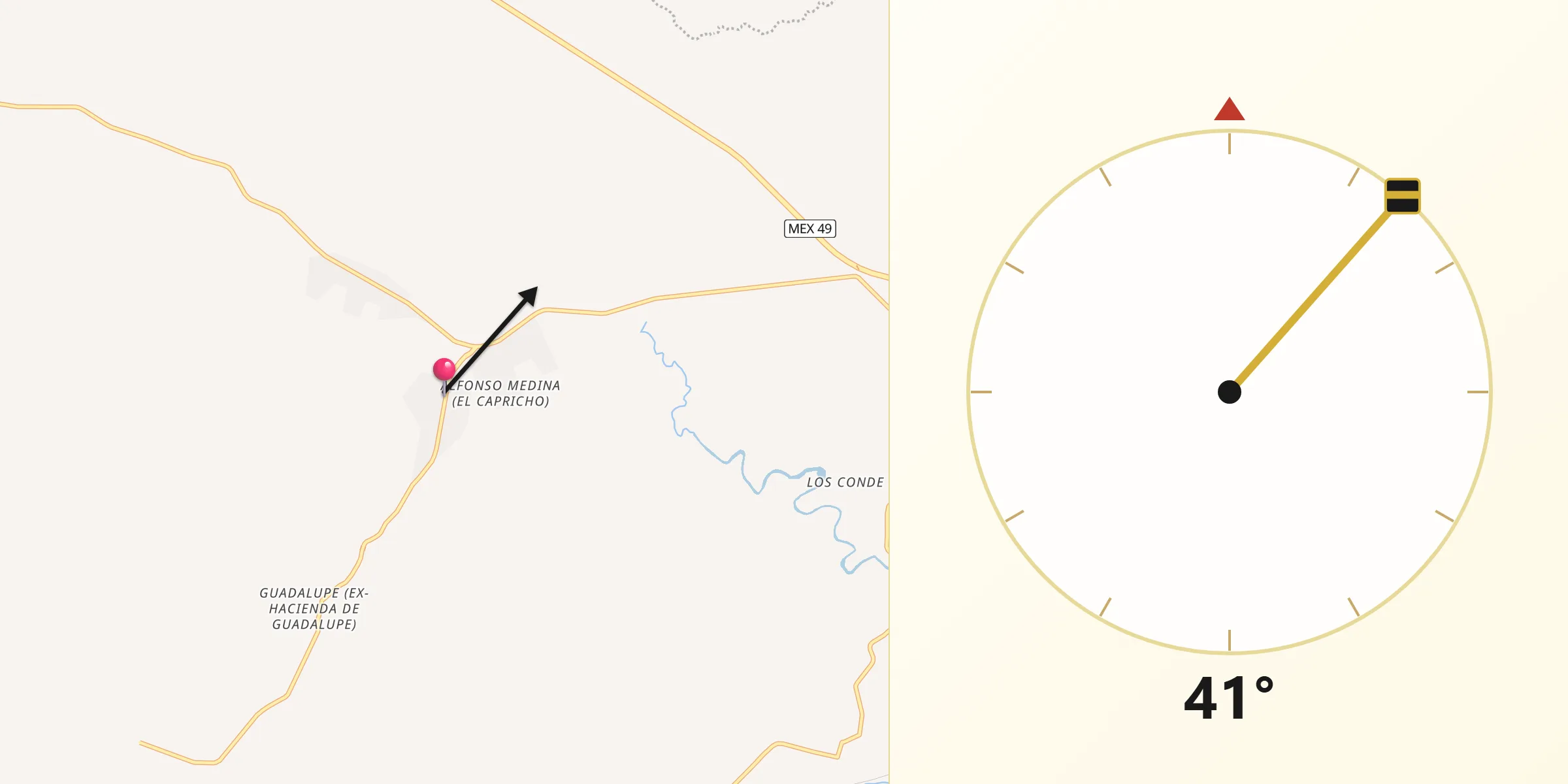 Dirección de la Qibla desde Las Esperanzas (El Ranchito)