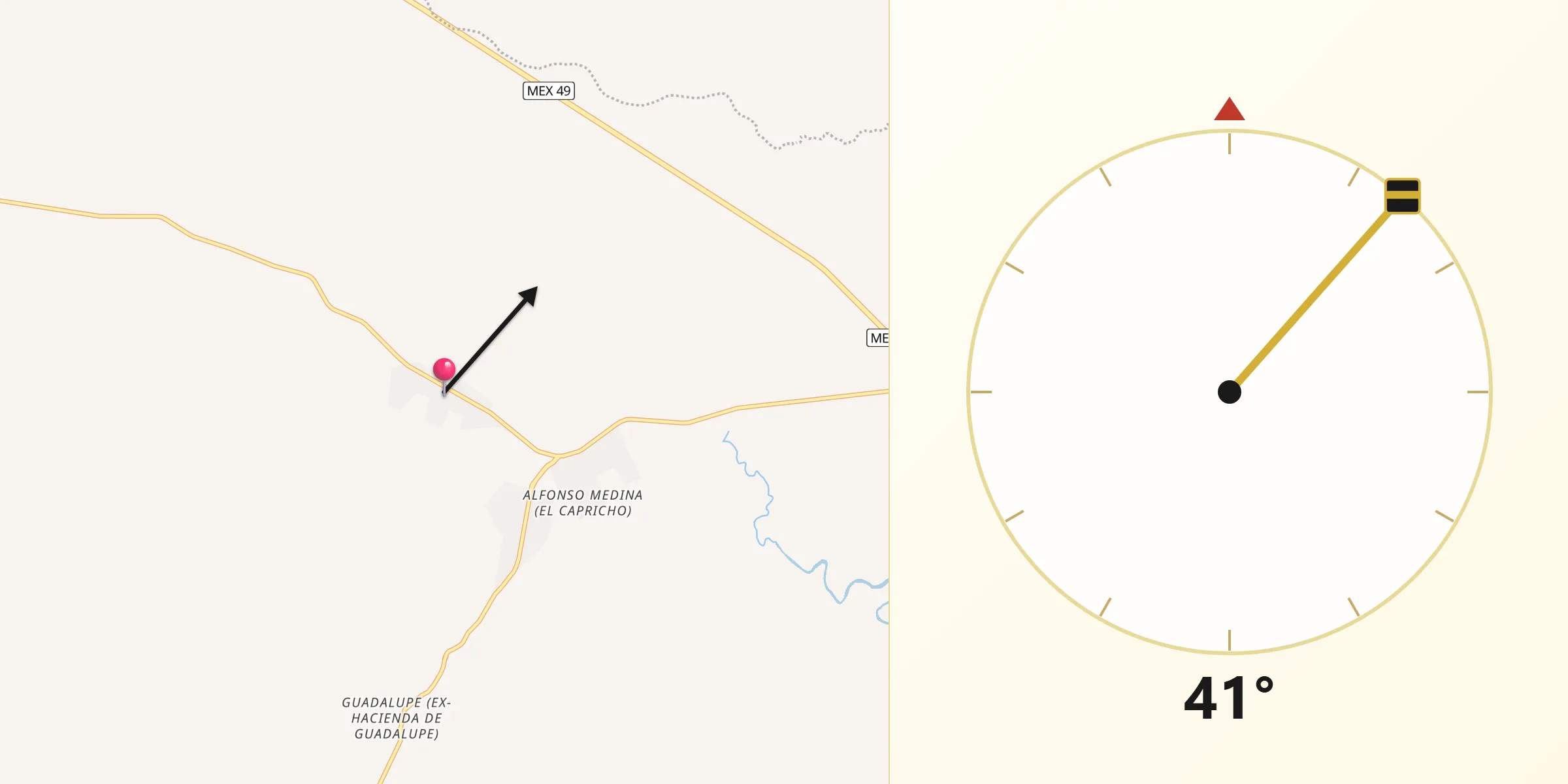 Dirección de la Qibla desde José María Morelos y Pavón
