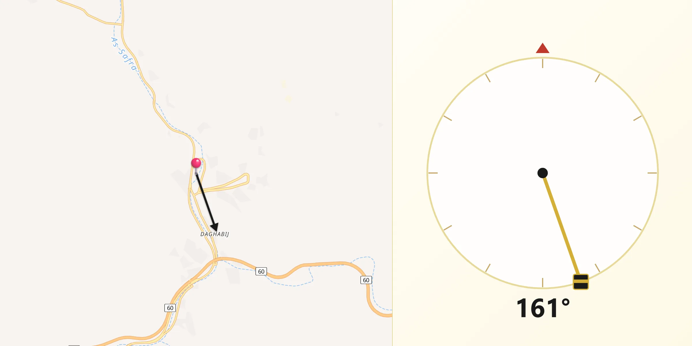 اتجاه القبلة من واسطة