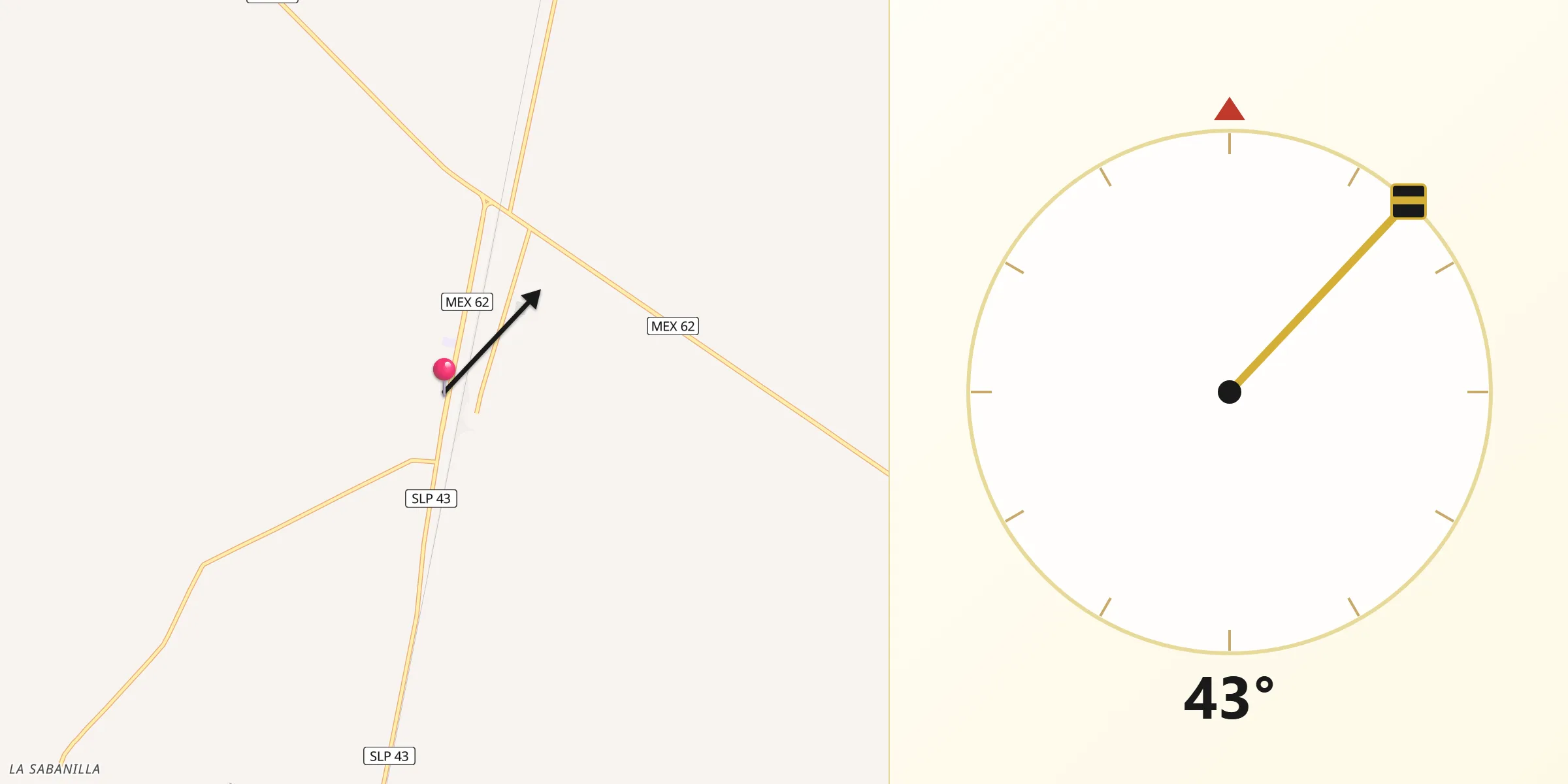 Dirección de la Qibla desde Vanegas