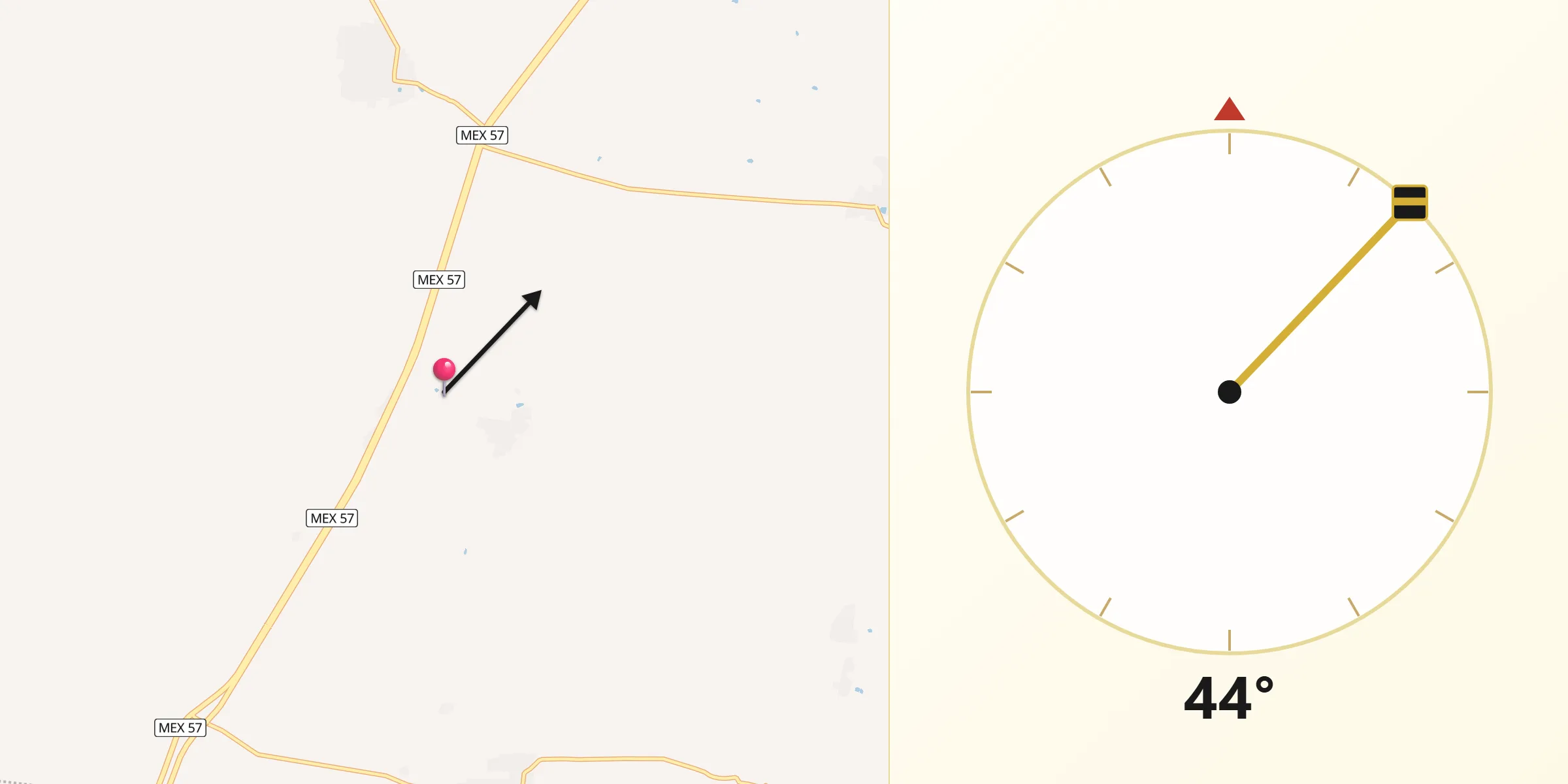 Dirección de la Qibla desde La Baticolla