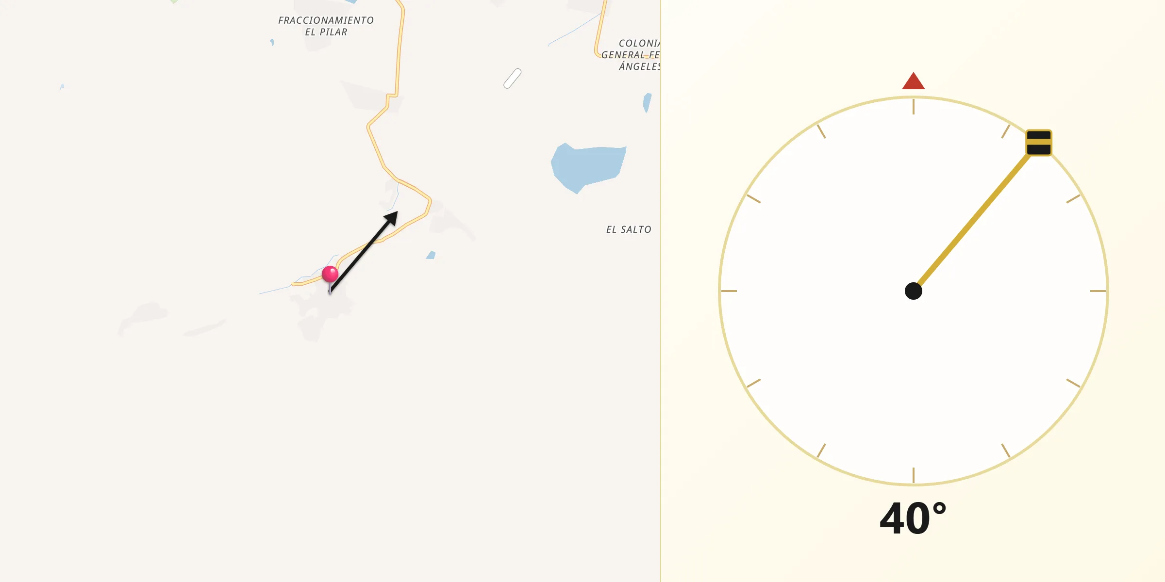 Dirección de la Qibla desde Santiago Bayacora