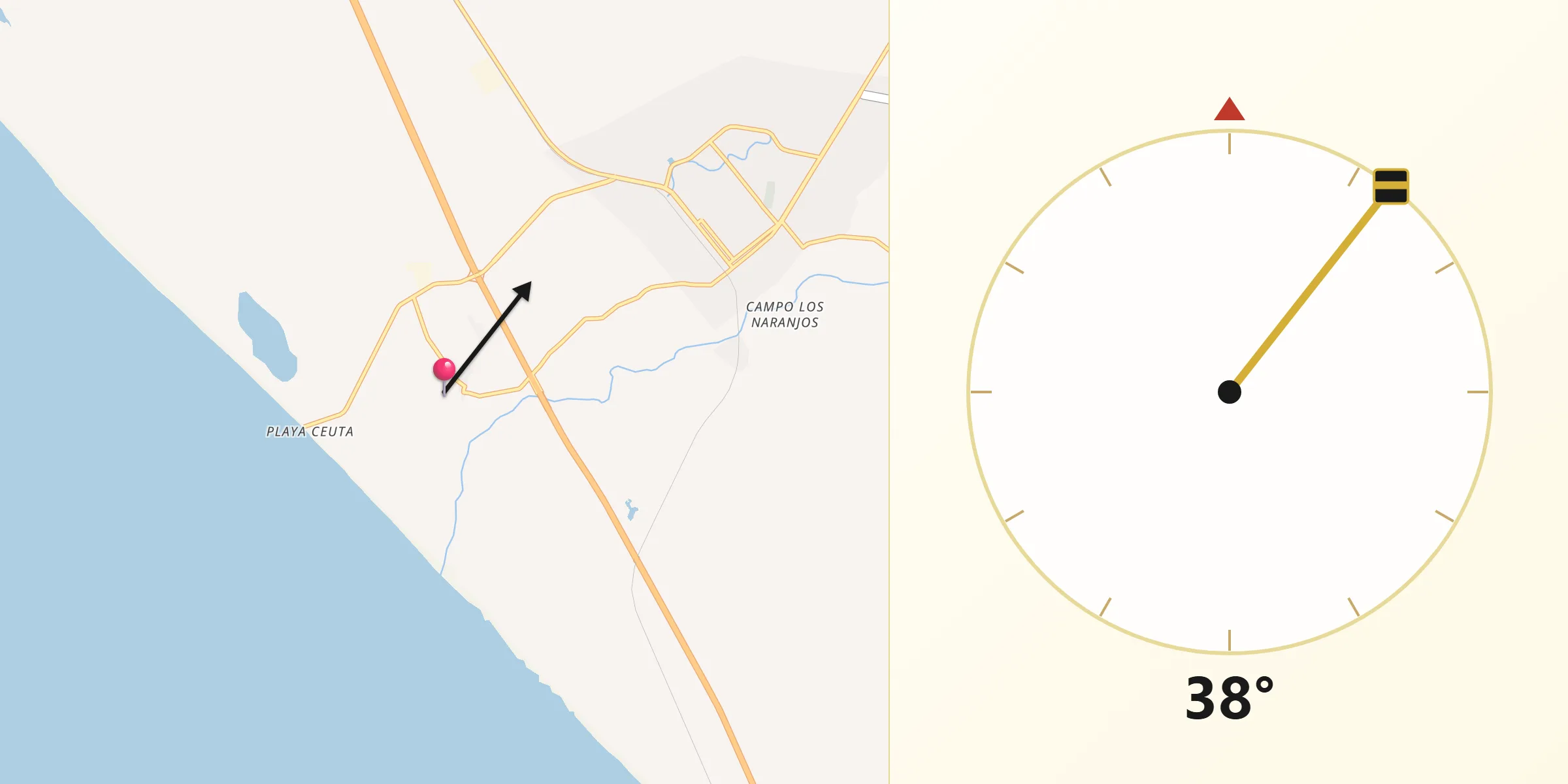 Dirección de la Qibla desde Empaque Tarriba