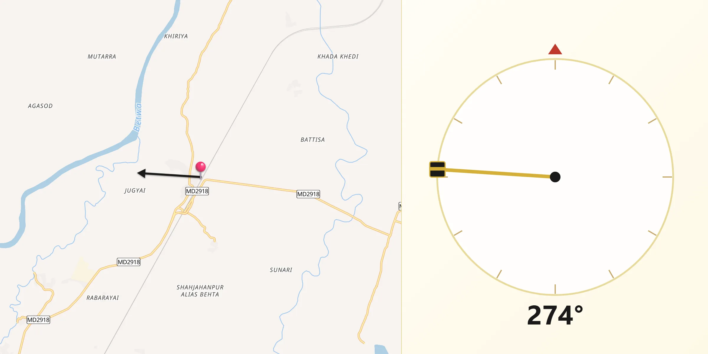 Qibla Direction from Vidisha