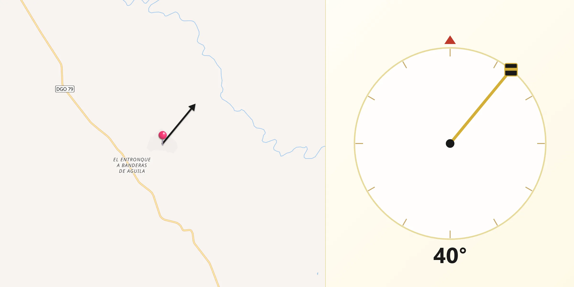 Dirección de la Qibla desde Banderas del Águila