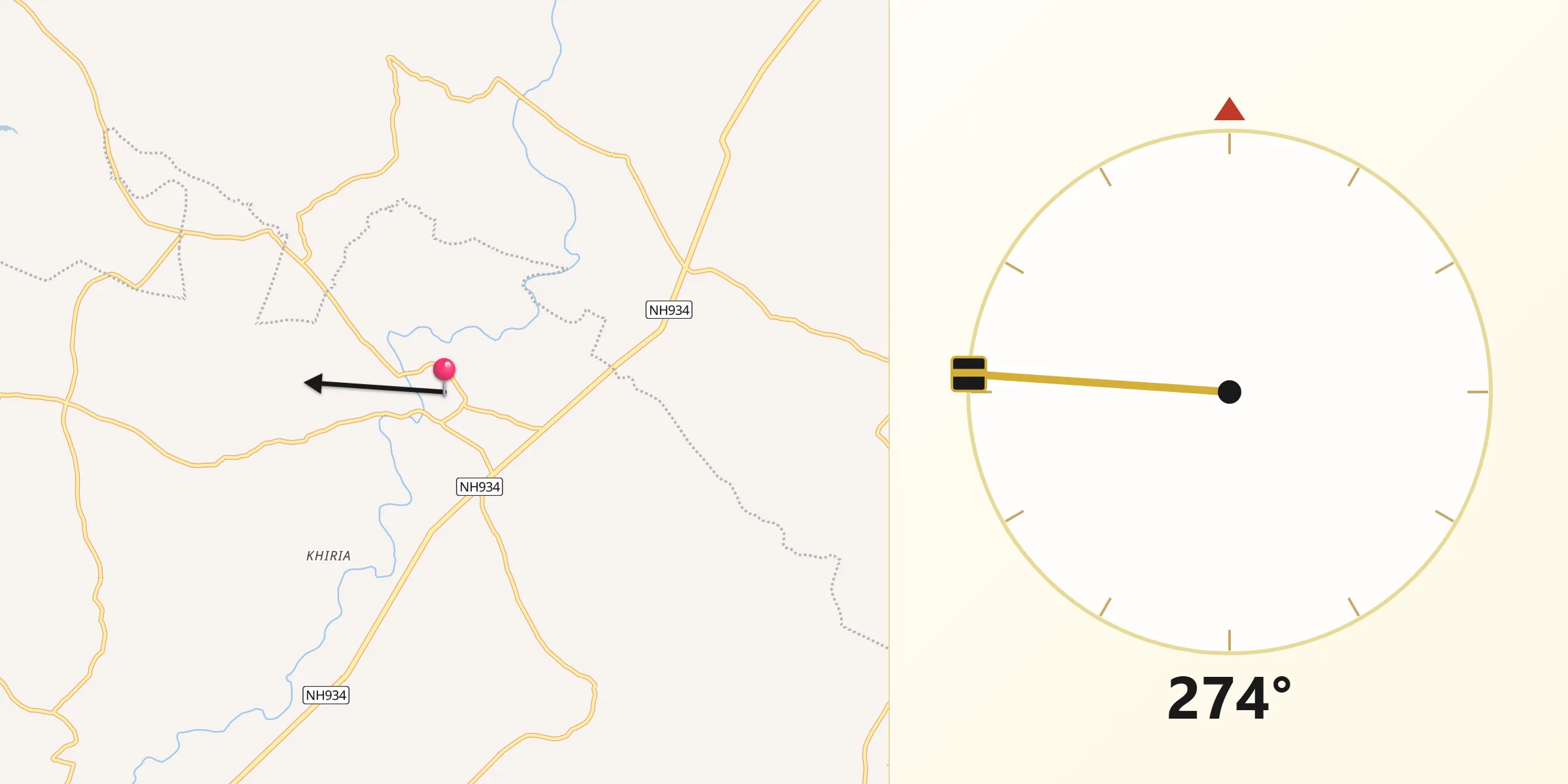 Karrapur سے مکہ کی سمت