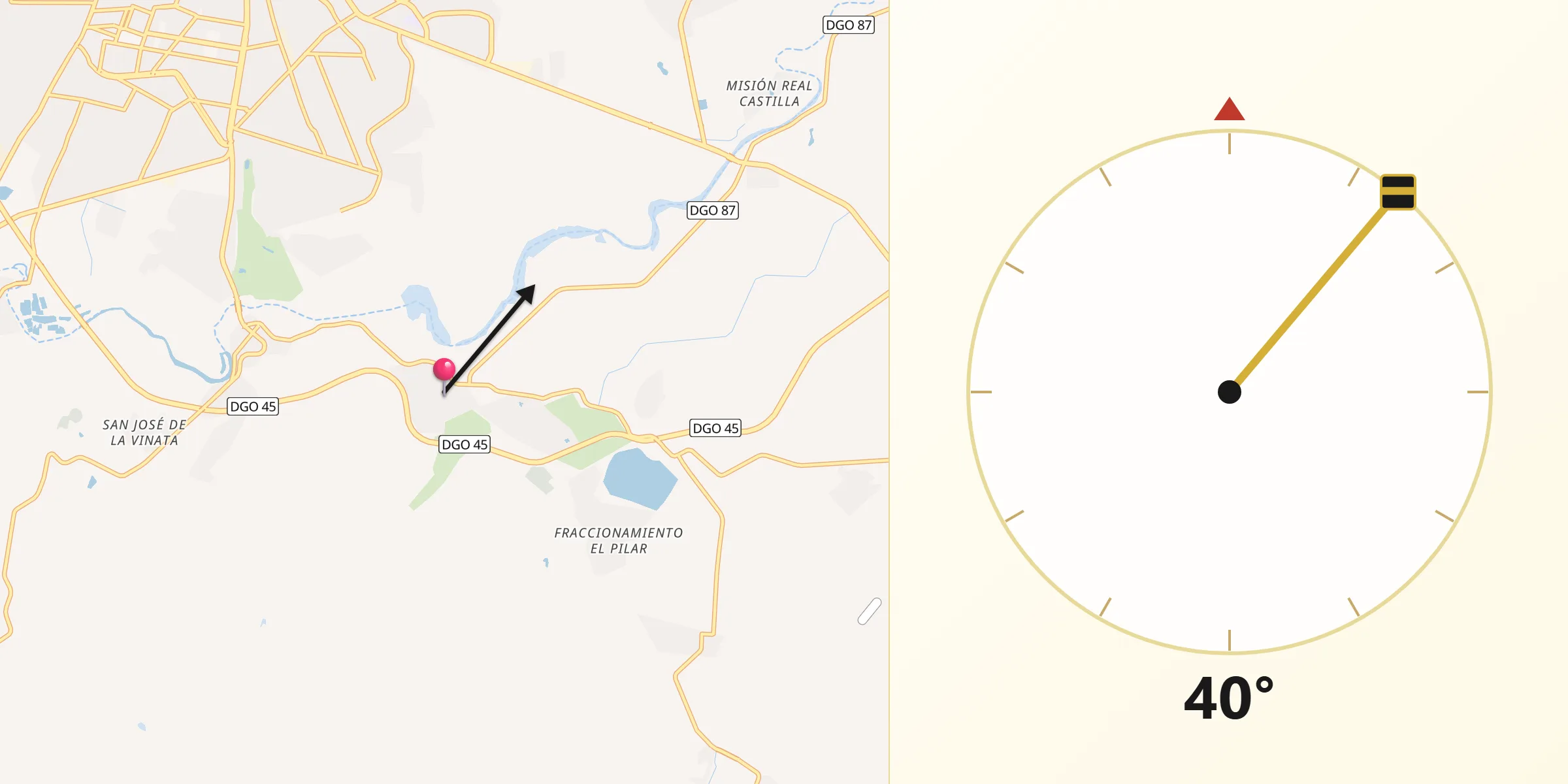 Dirección de la Qibla desde Sebastián Lerdo de Tejada