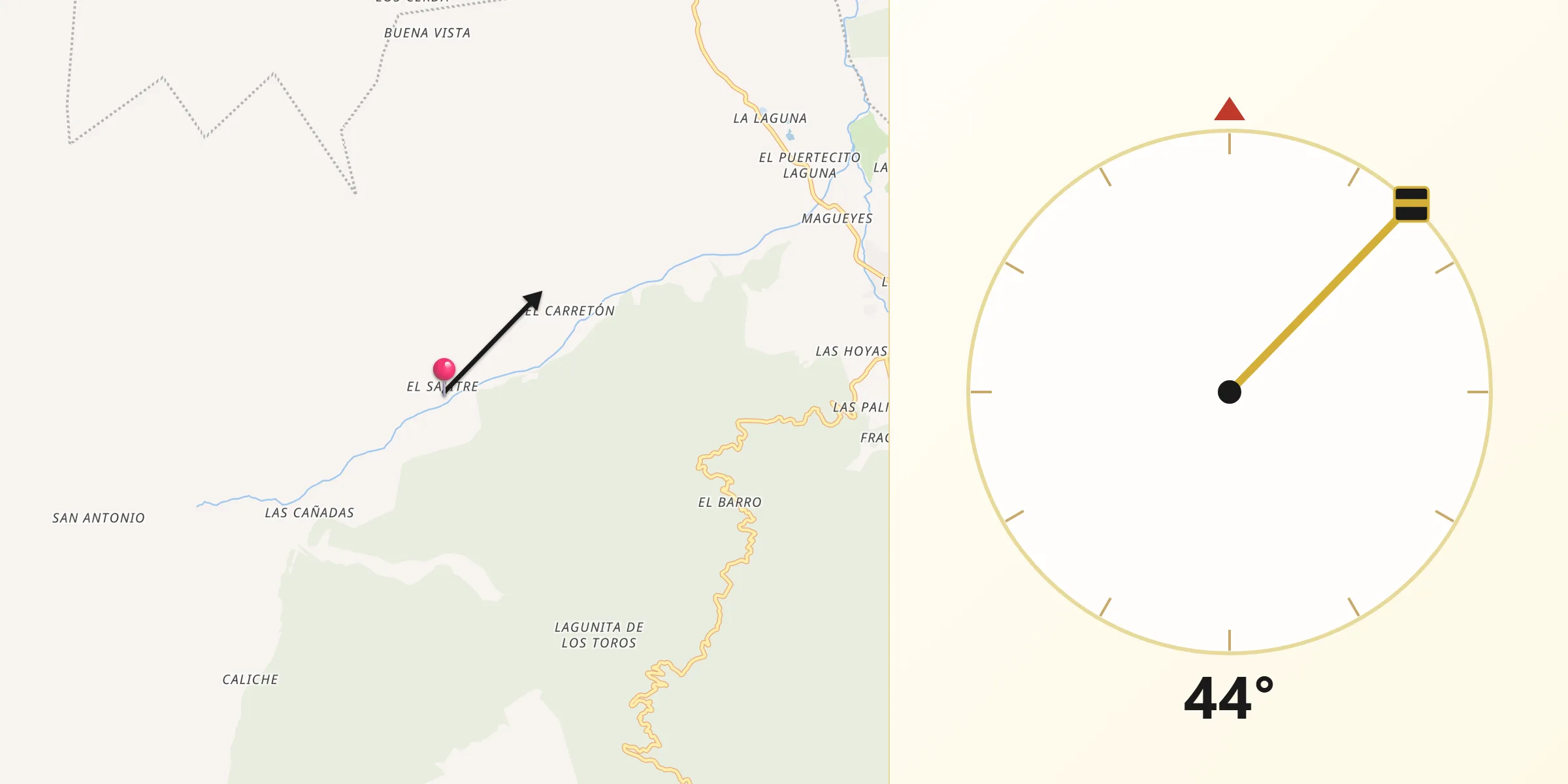 Dirección de la Qibla desde El Salitre
