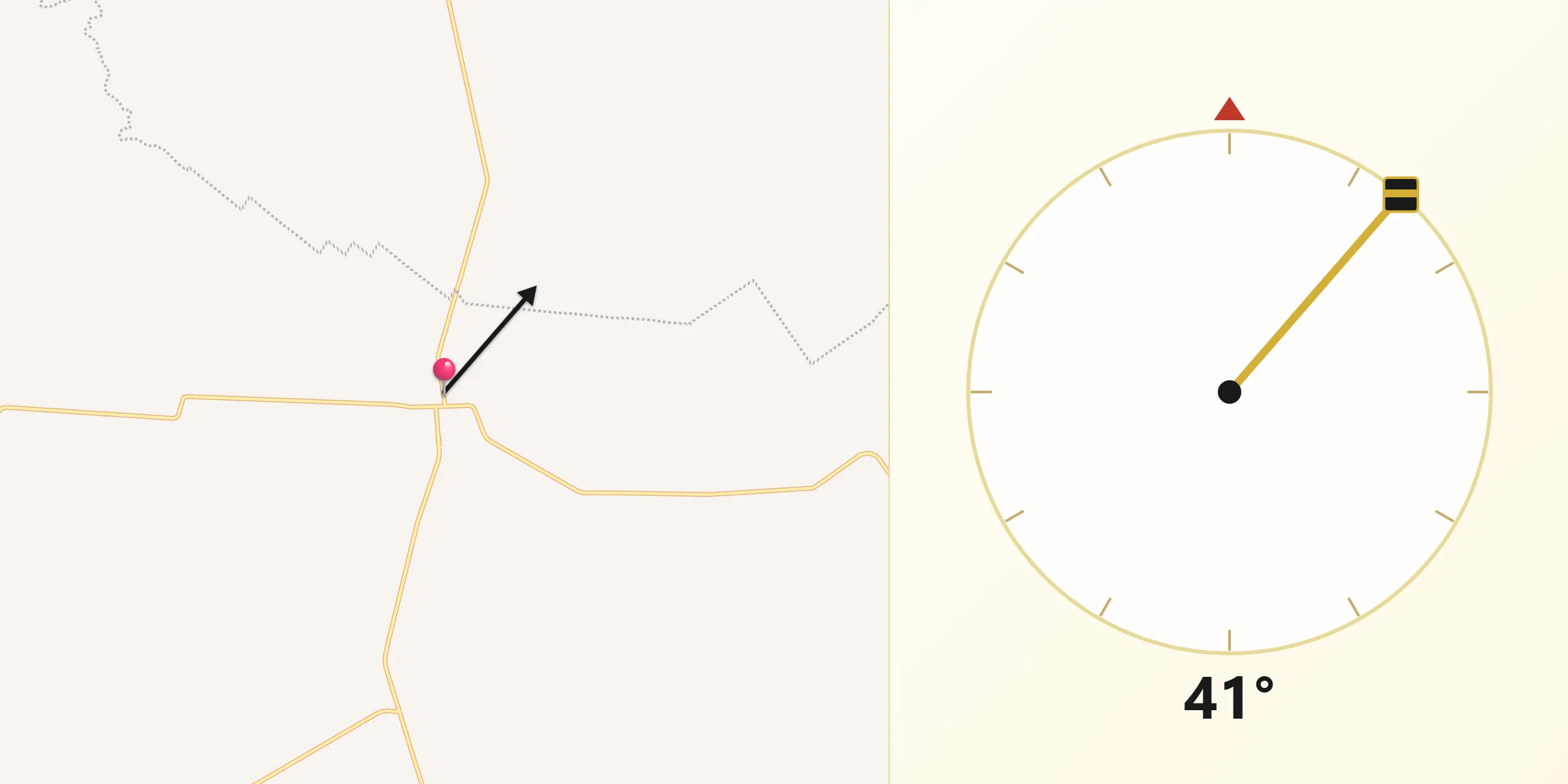 Dirección de la Qibla desde Hidalgo