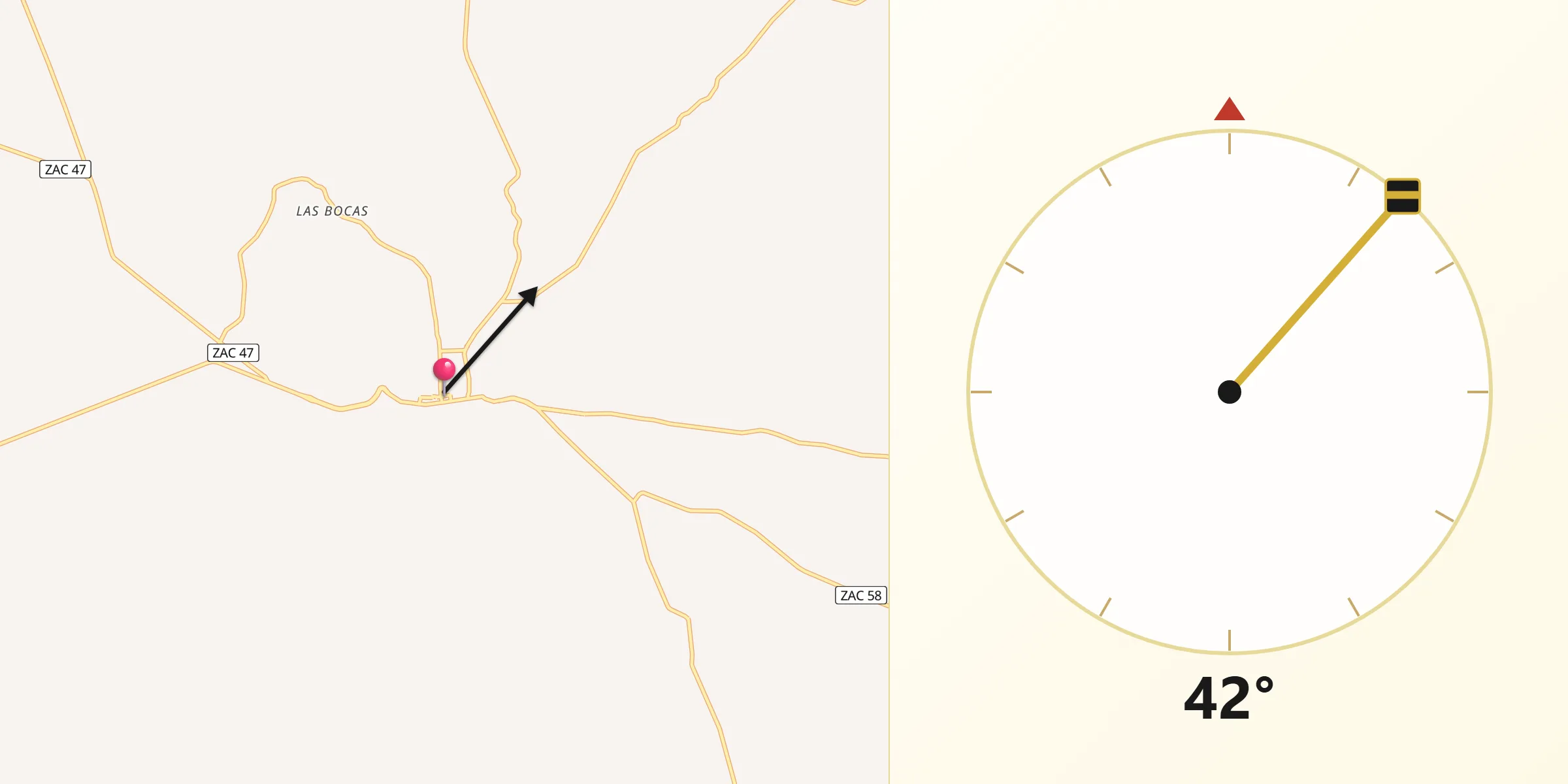Dirección de la Qibla desde Nieves