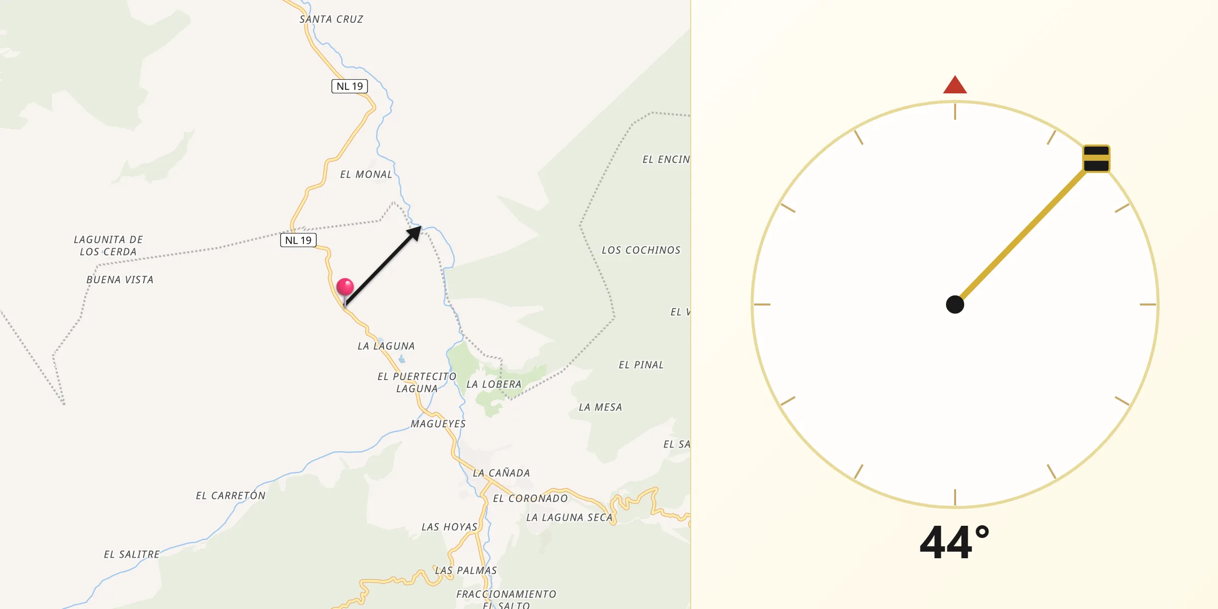 Dirección de la Qibla desde La Joya de Alardín