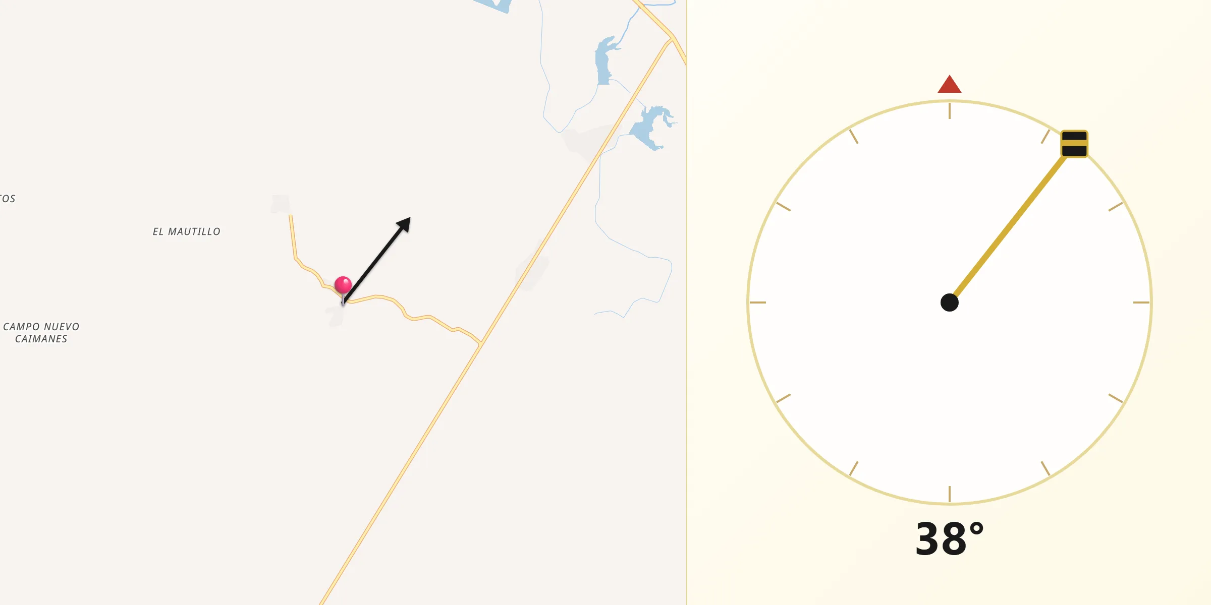 Dirección de la Qibla desde El Carrizo