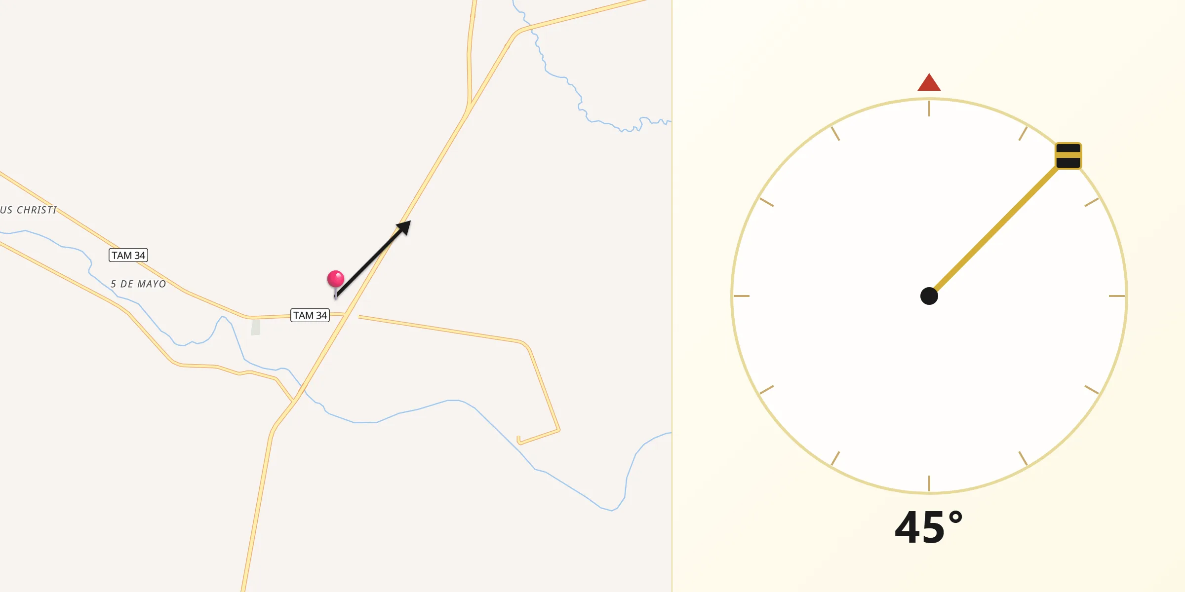 Dirección de la Qibla desde Padilla