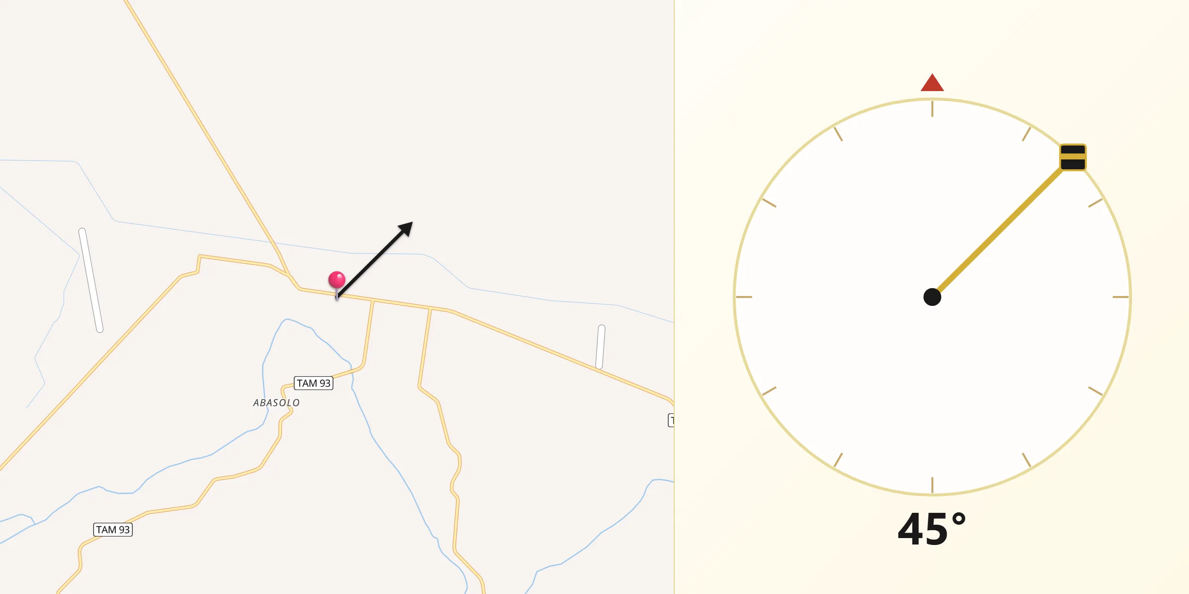 Dirección de la Qibla desde Abasolo