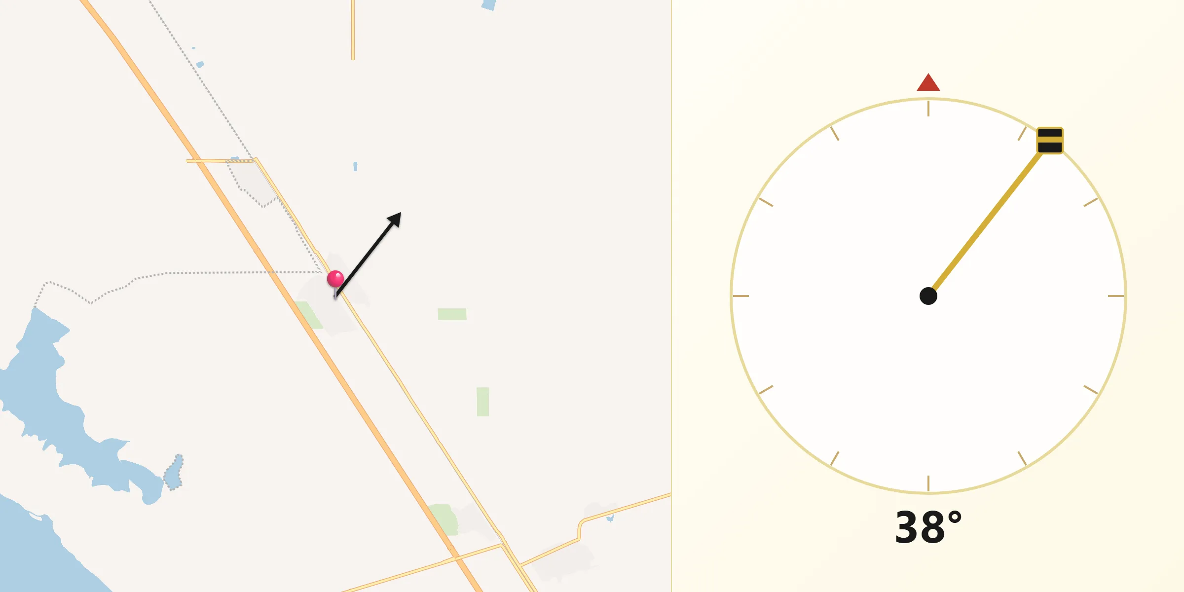 Dirección de la Qibla desde Tanques
