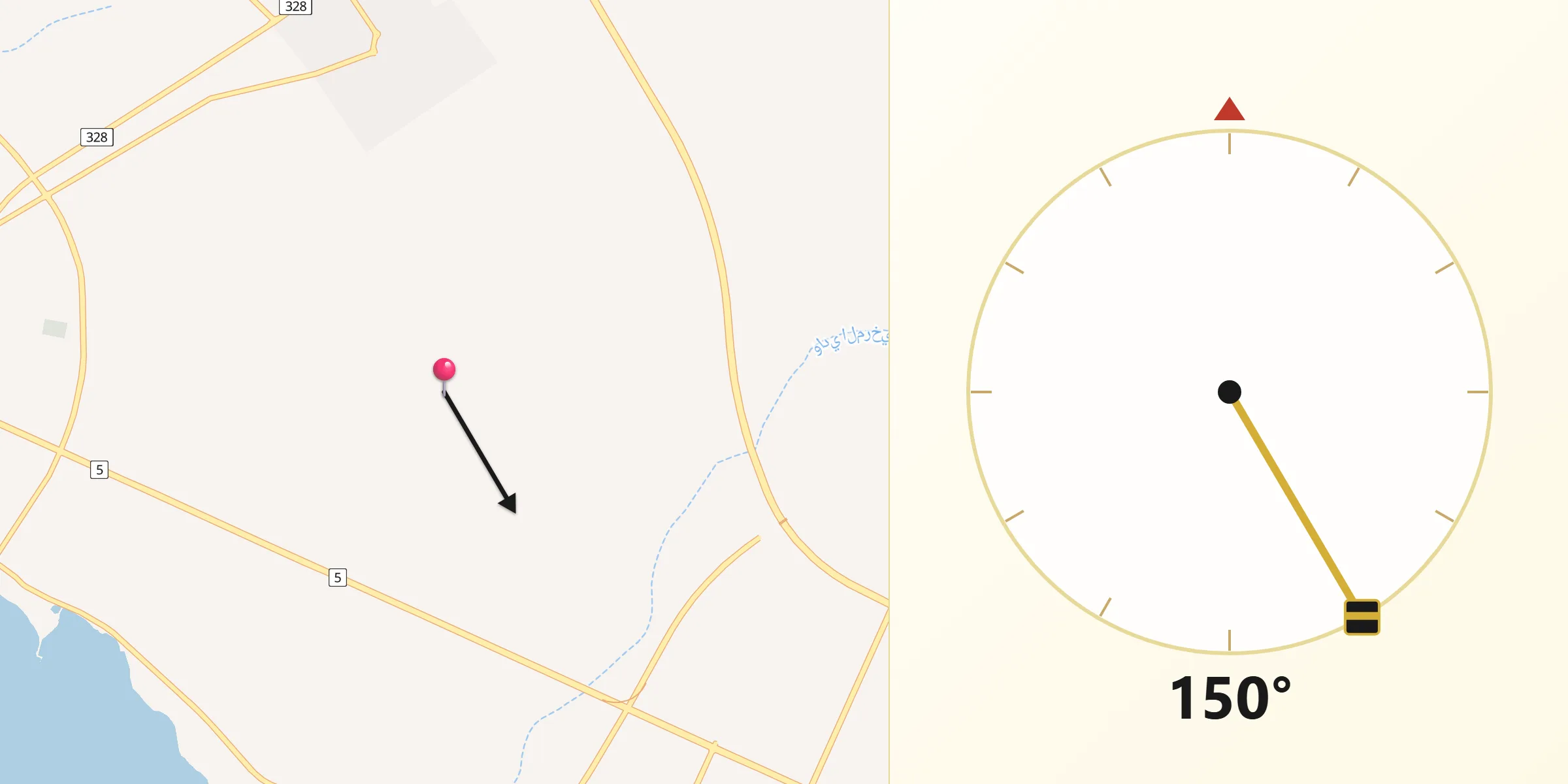 اتجاه القبلة من الملتسى
