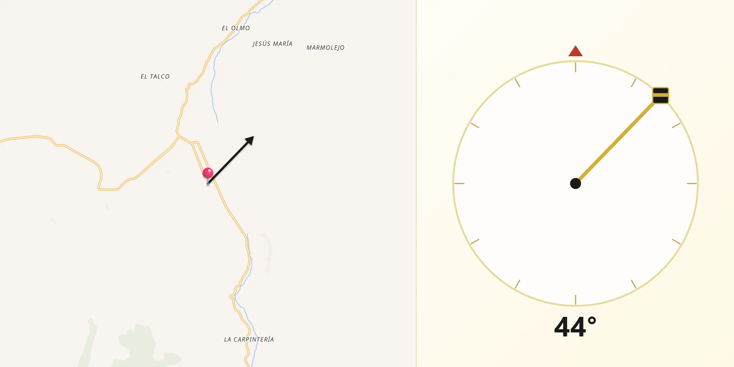 Dirección de la Qibla desde Aramberri