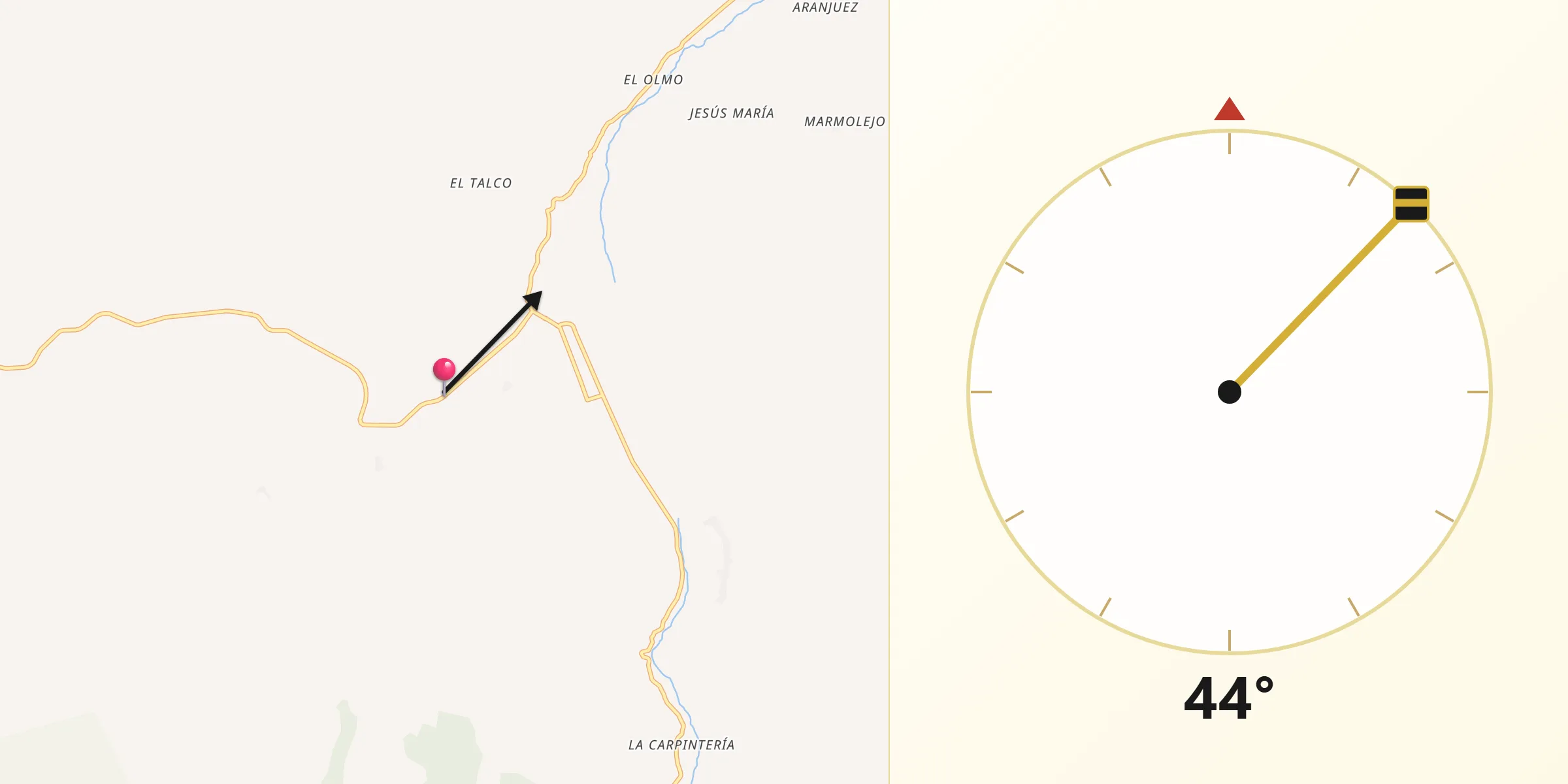 Dirección de la Qibla desde El Realito