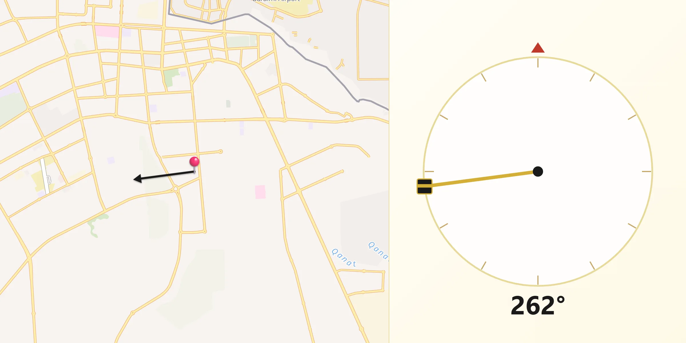 Arah Kiblat dari Al Ain City