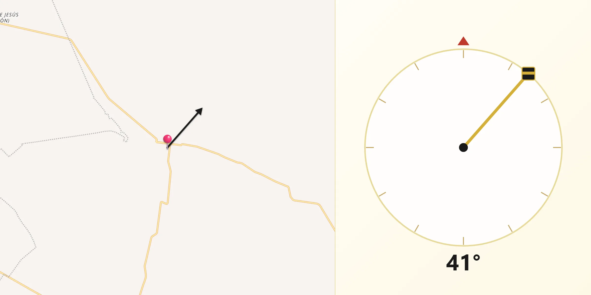Dirección de la Qibla desde La Laguna
