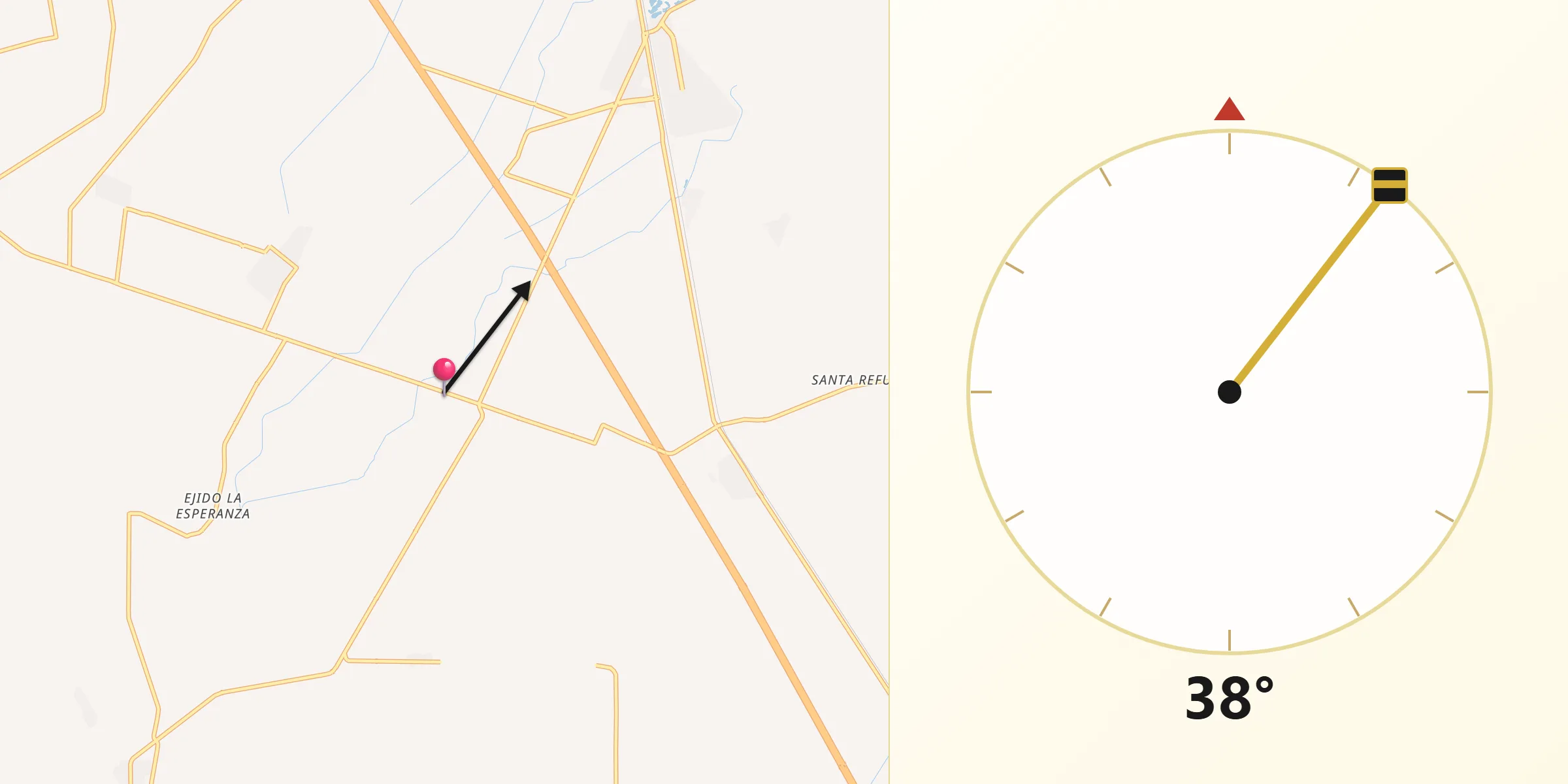 Dirección de la Qibla desde El Rosario