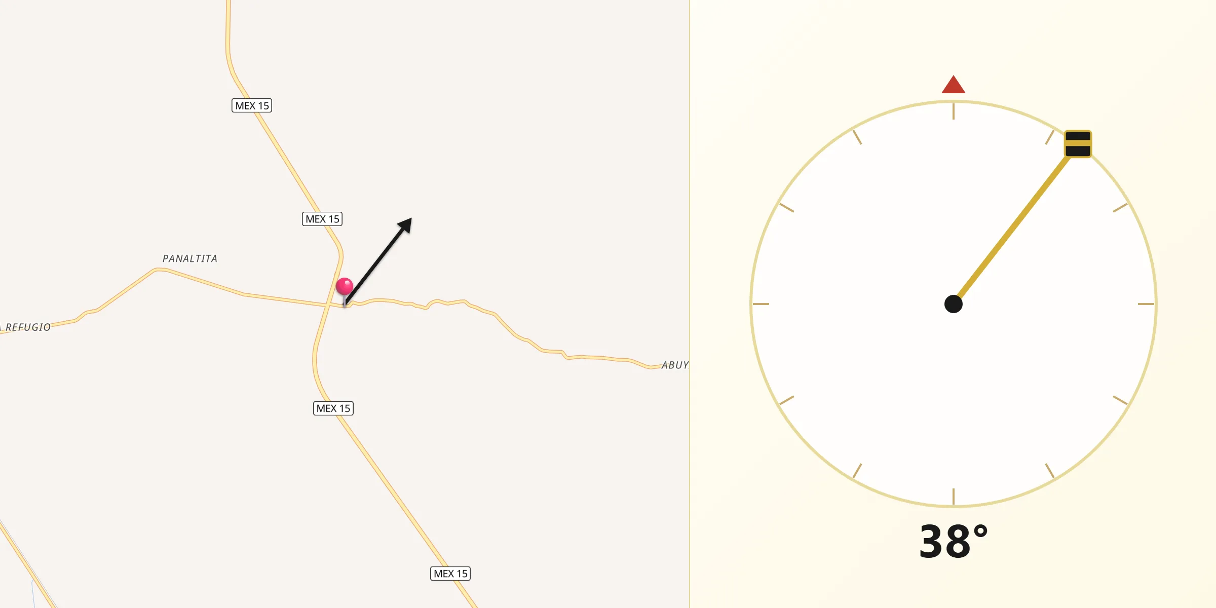 Dirección de la Qibla desde Higueras de Abuya
