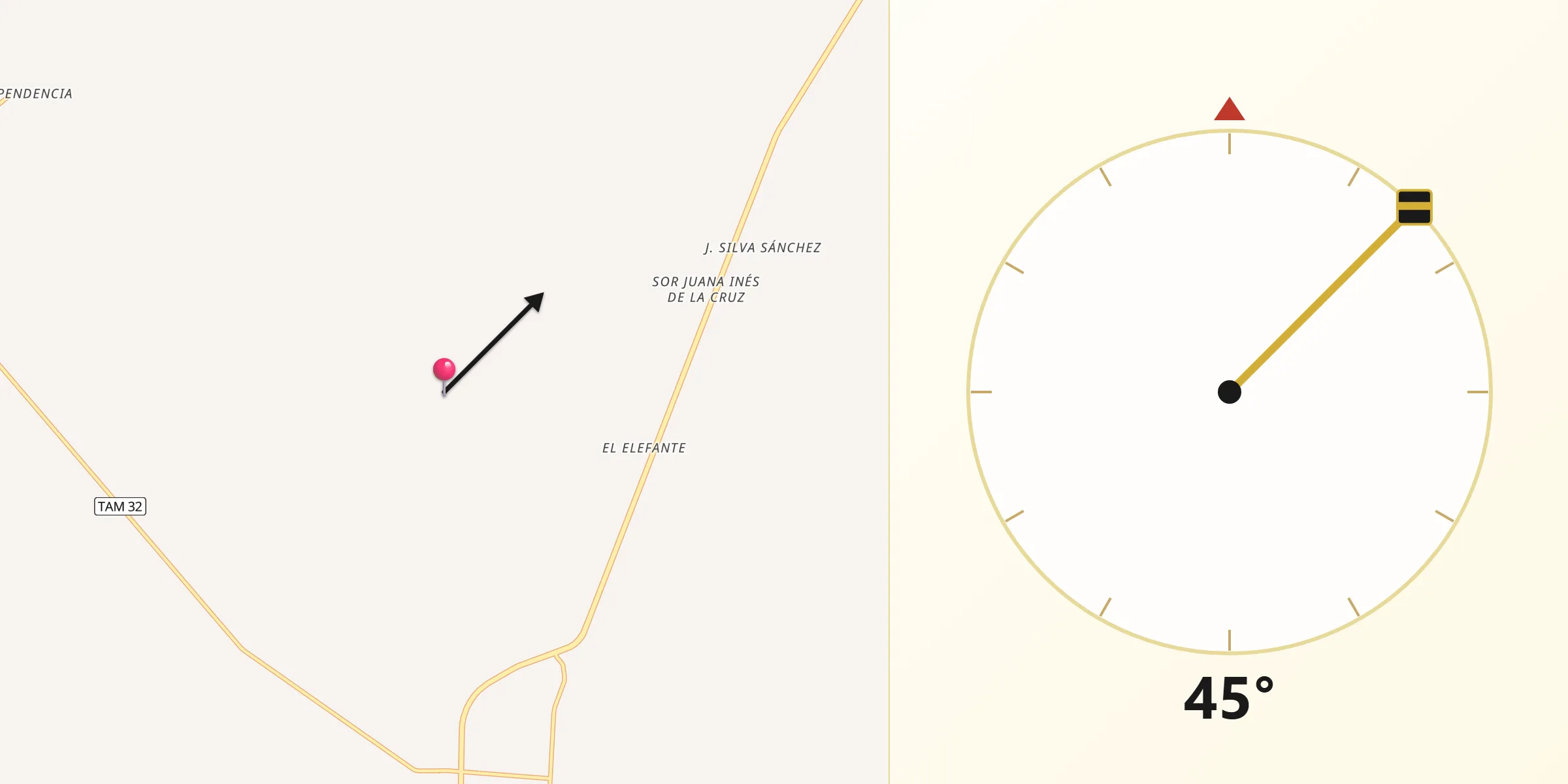 Dirección de la Qibla desde Jiménez