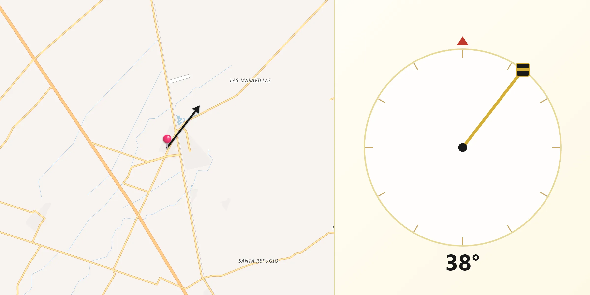 Dirección de la Qibla desde Estación Obispo