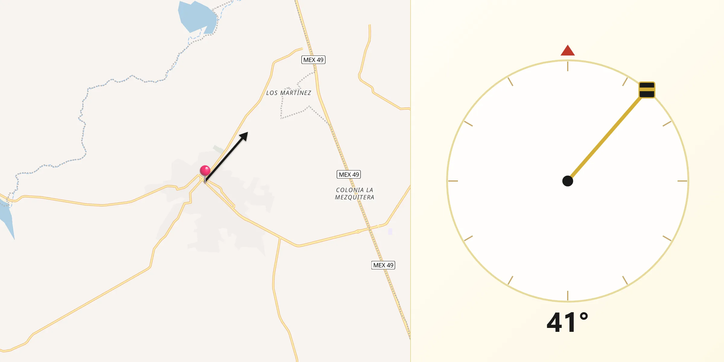 Dirección de la Qibla desde Miguel Auza