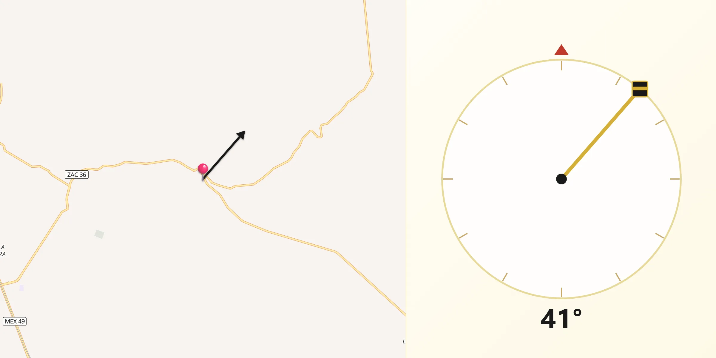Dirección de la Qibla desde Ojitos
