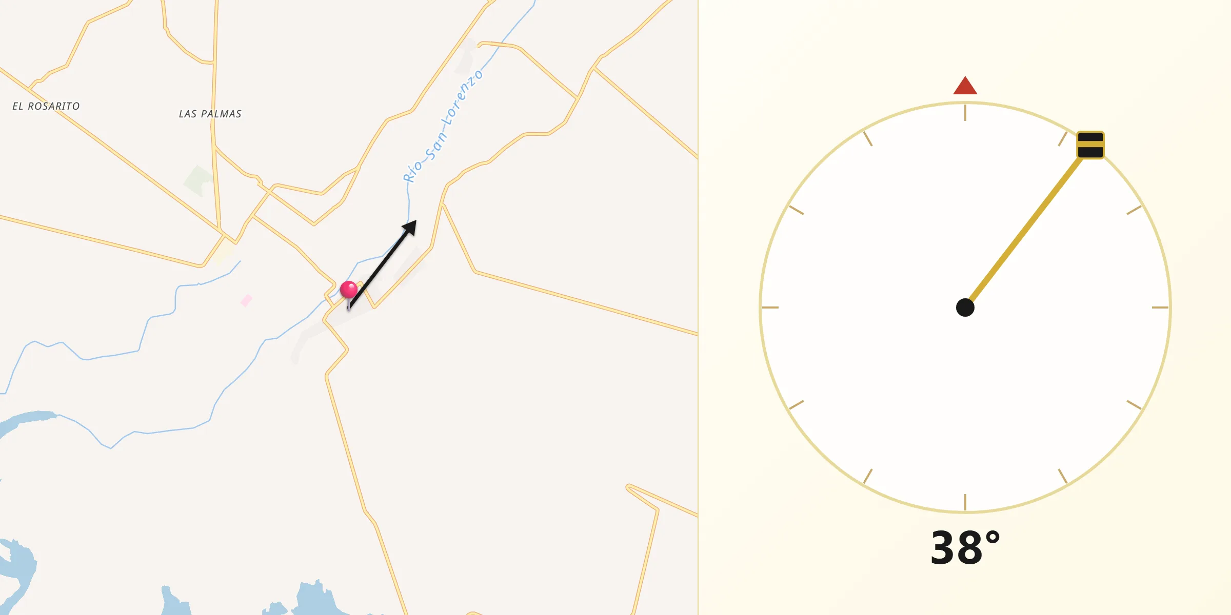 Dirección de la Qibla desde El Higueral