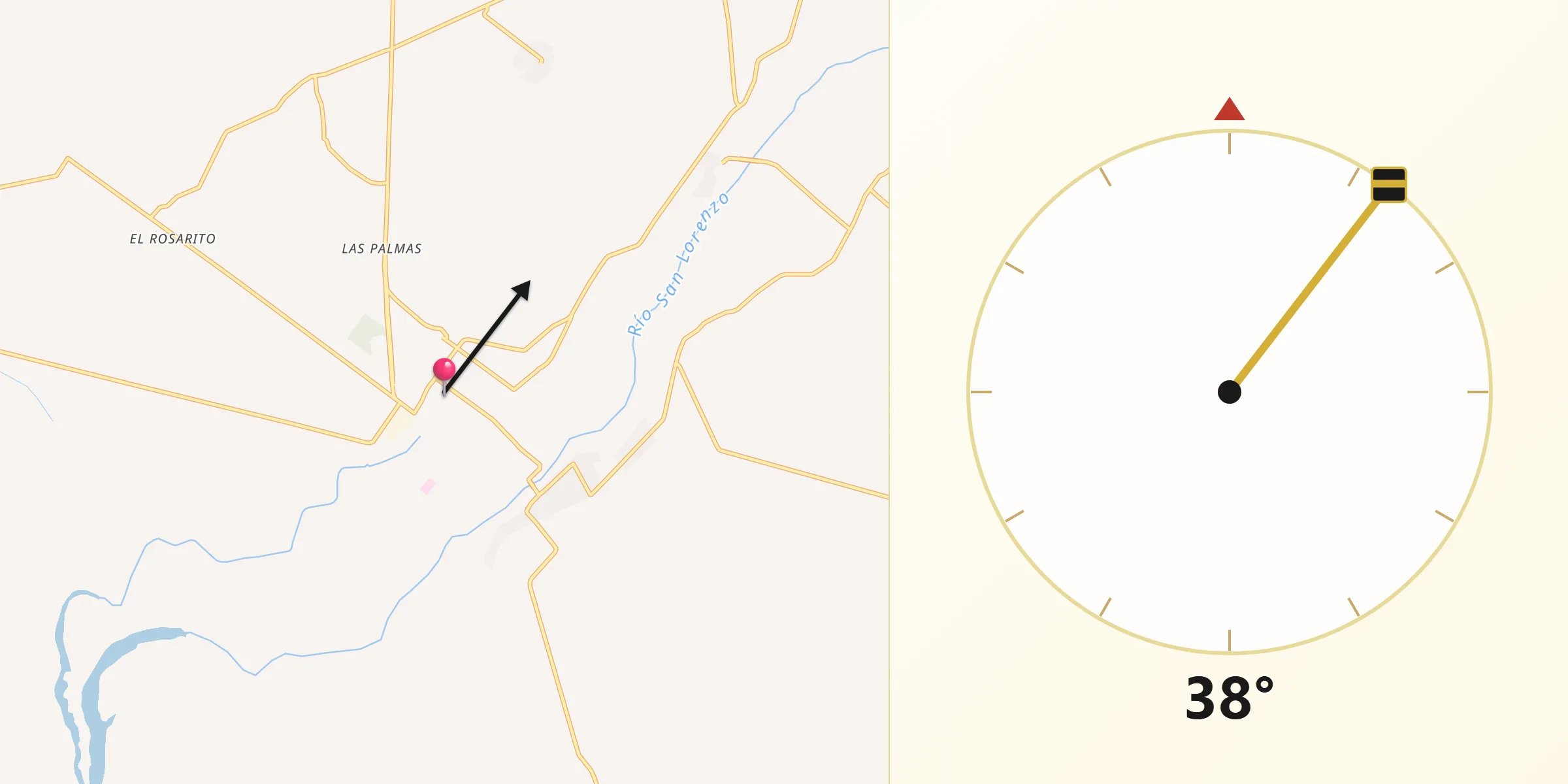 Dirección de la Qibla desde El Dorado