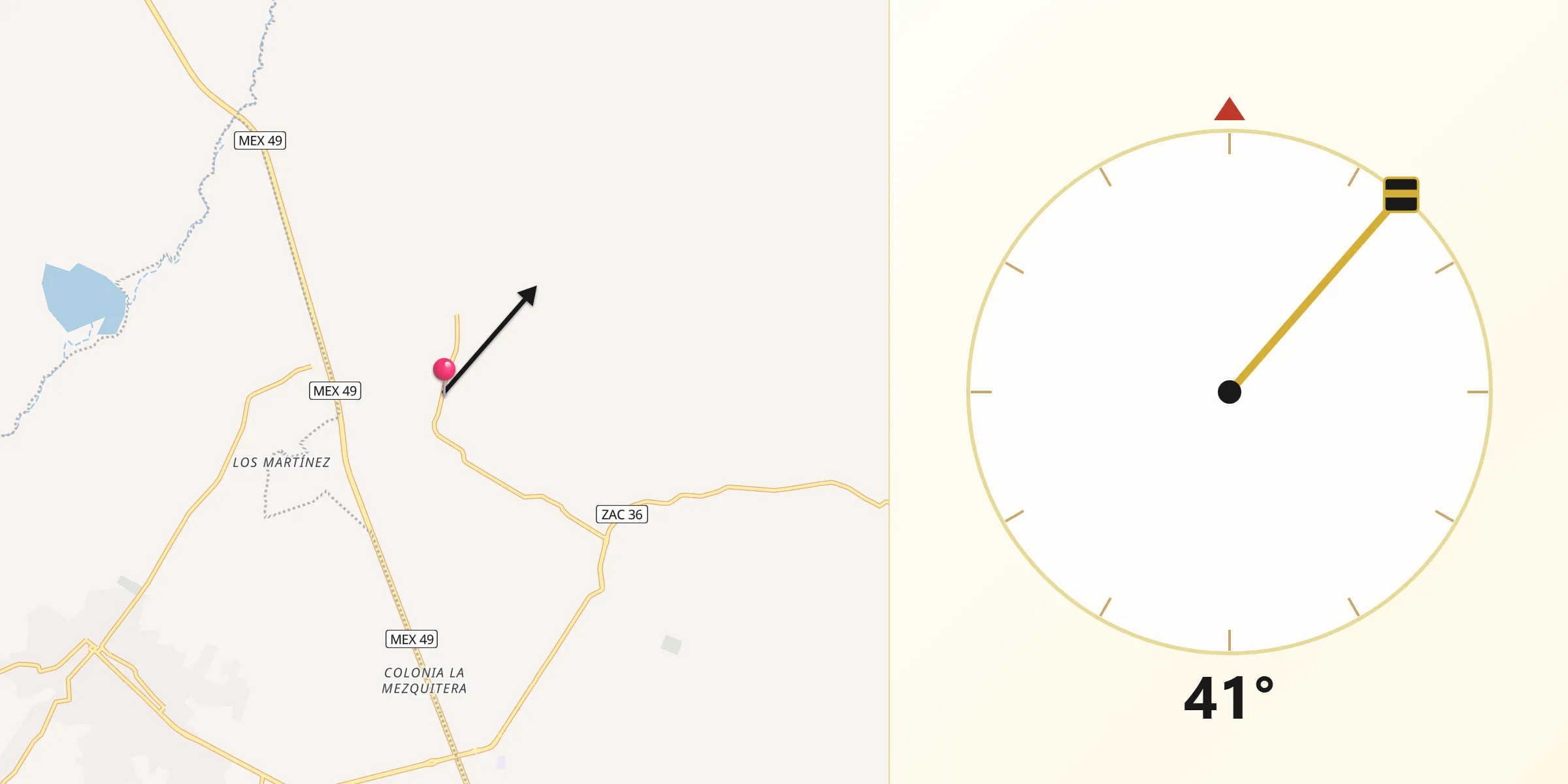 Dirección de la Qibla desde General Juan José Ríos