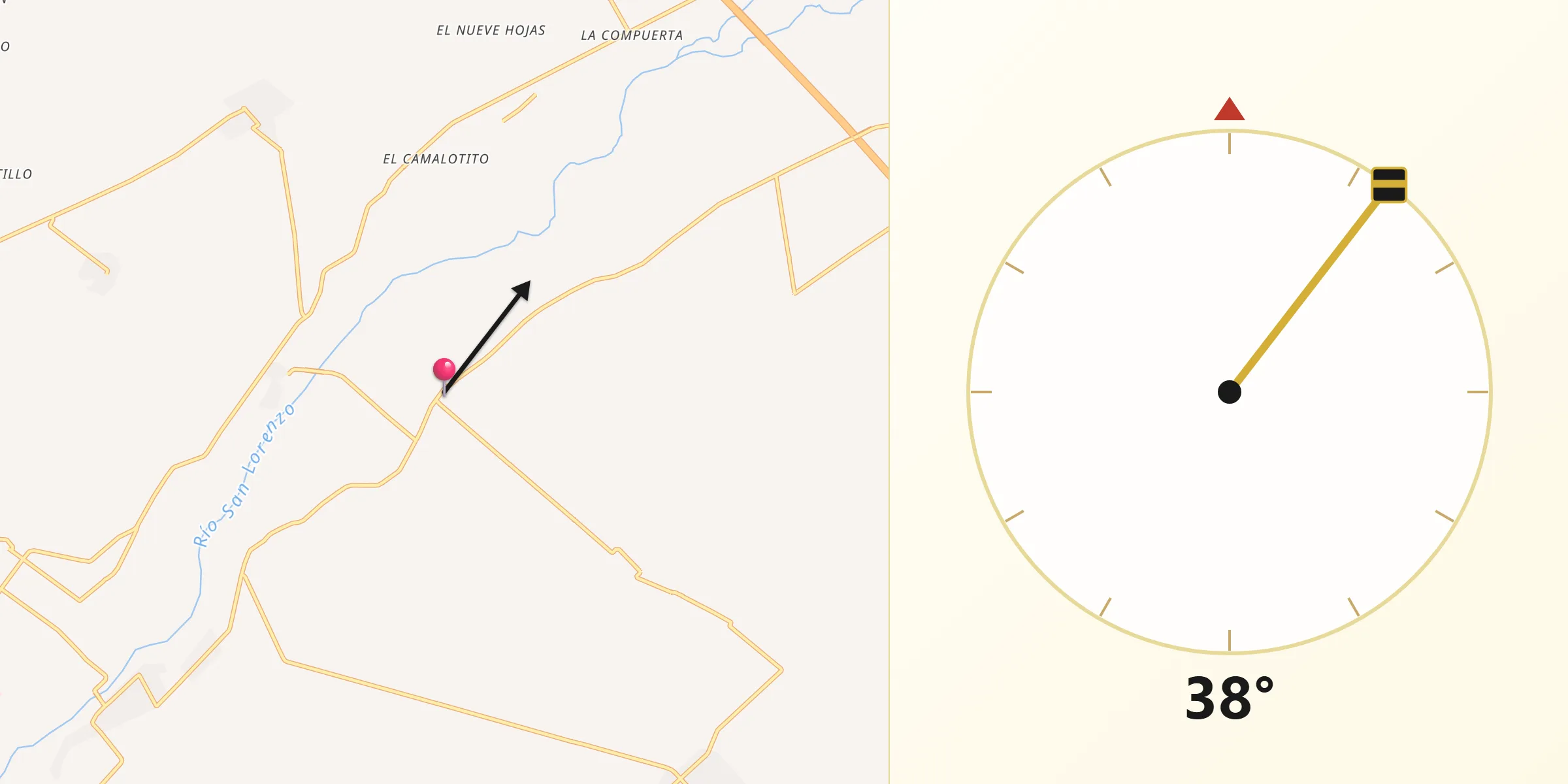 Dirección de la Qibla desde Portaceli